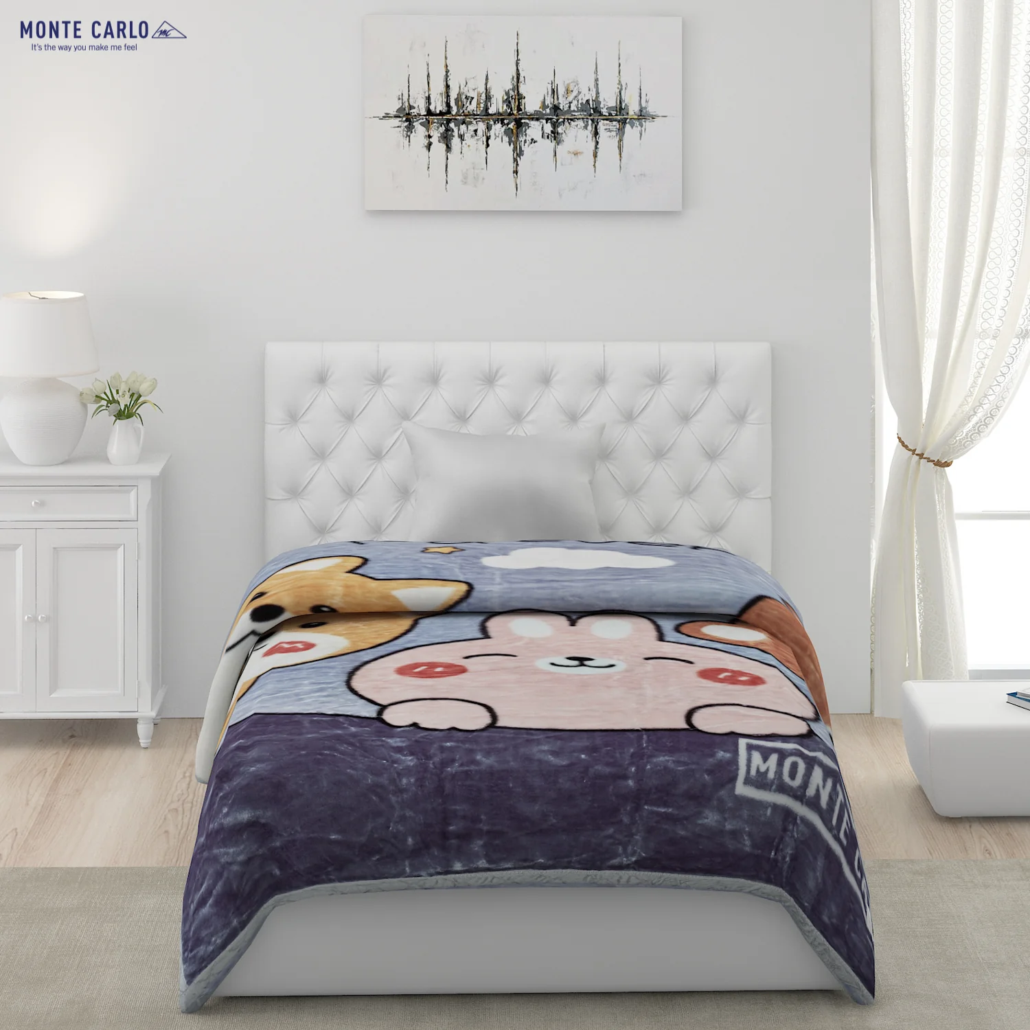 Printed Single Bed Blanket for Mild Winter -2 Ply - Image 2