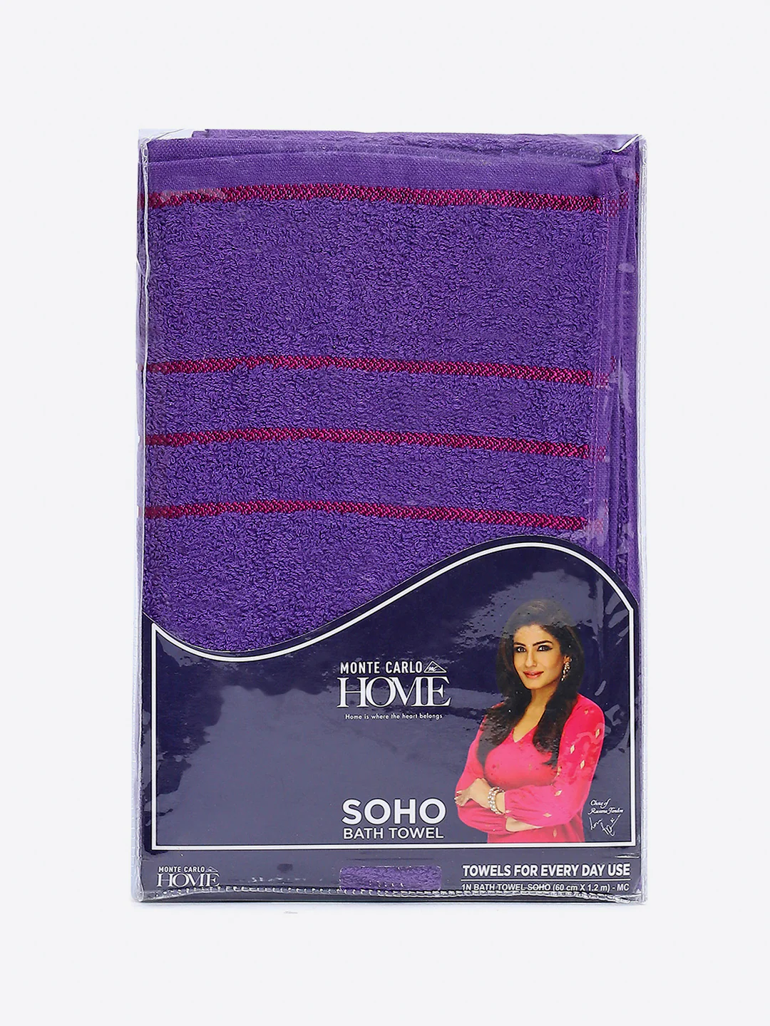 Purple Cotton Solid 350 GSM Bath Towel (Soho) - Image 5