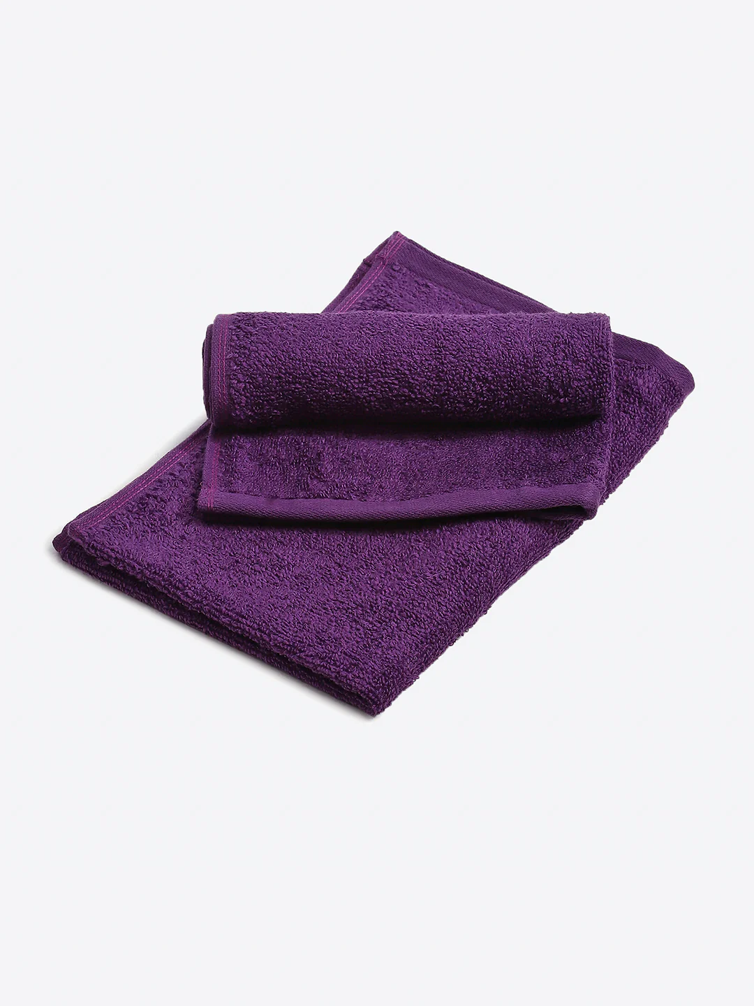 Purple Cotton Solid 350 GSM Hand Towel (Pack of 2) - Image 2