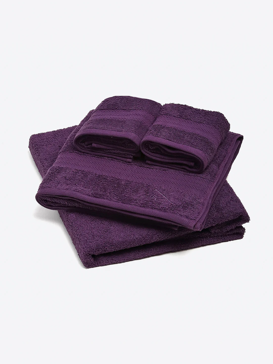 Purple Cotton Solid 380 GSM 2 Bath Towel & 2 Hand Towel - Image 2