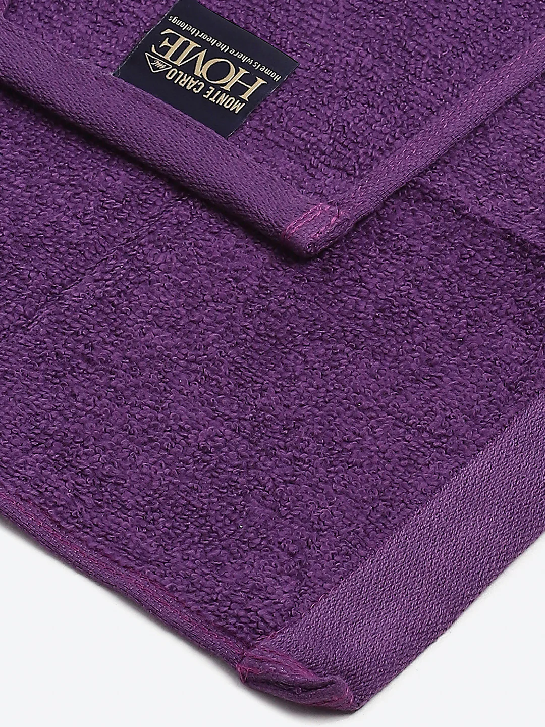 Purple Cotton Solid 600 GSM Face Towel (Pack of 4) - Image 3