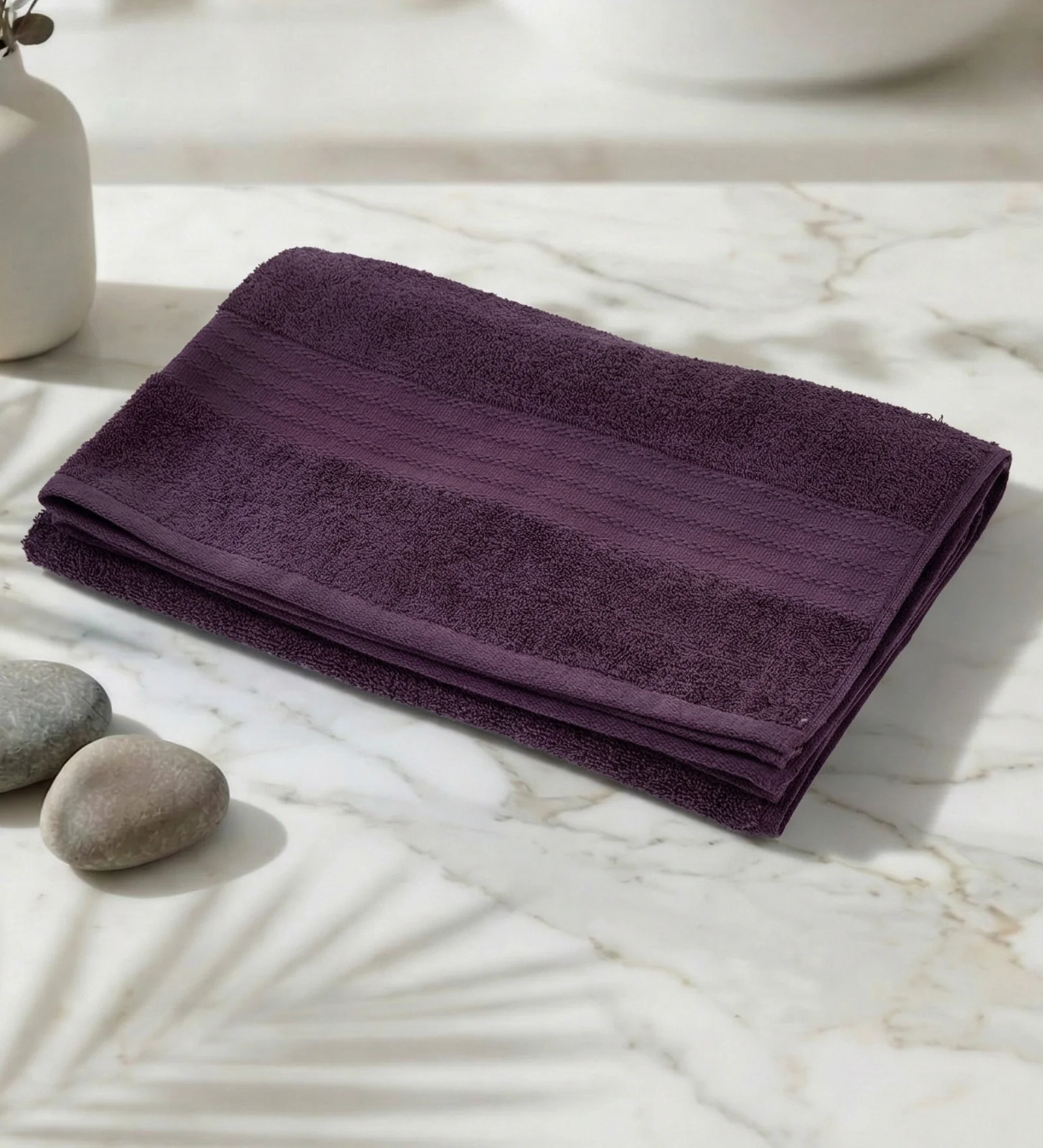 Purple Pure Cotton Solid 380 GSM Bath Towel 1 Piece (Jazz Collection) - Image 2