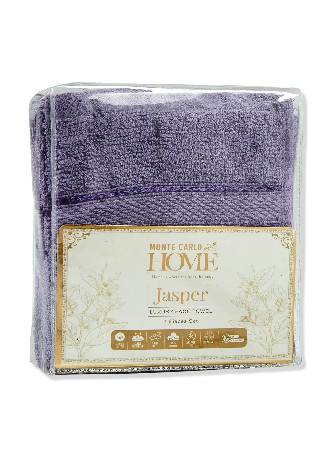 Purple Pure Cotton Solid 400 GSM Face Towel 4 Pc Set (Jasper Collection) - Image 8