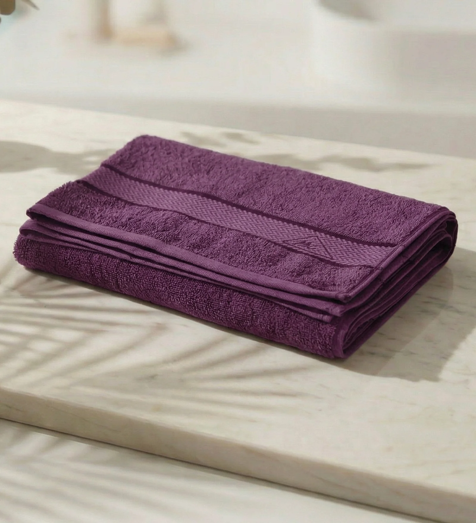 Purple Pure Cotton Solid 450 GSM Bath Towel 1 Piece (Oasis Collection) - Image 2