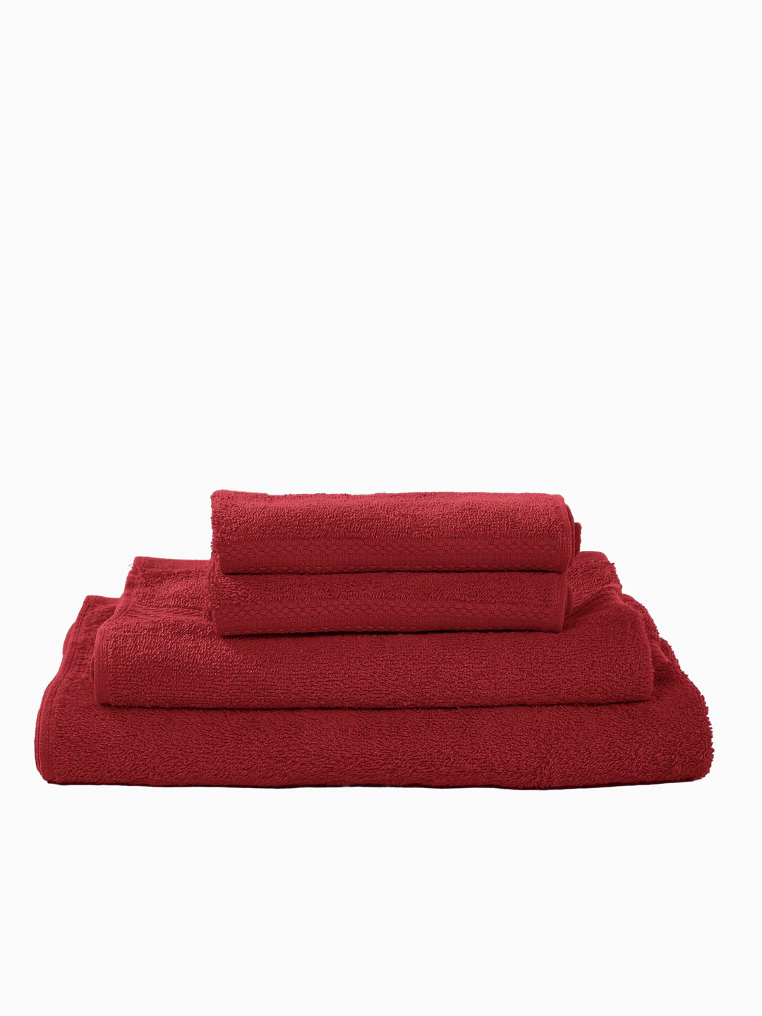 Red 100% Cotton Solid 380 GSM Bath Towel Jazz 4 Pc Set Gifting Box Pack - Image 5