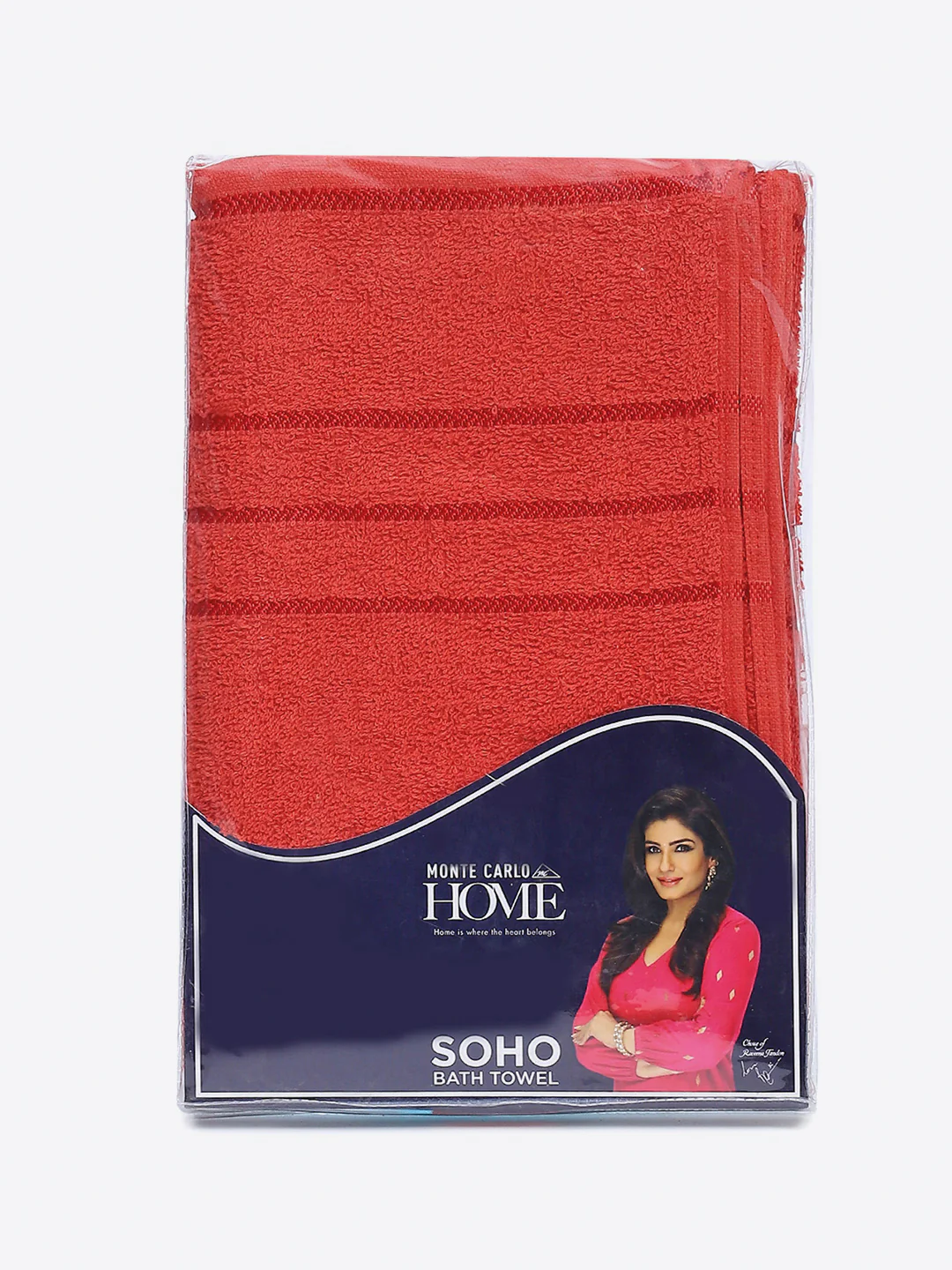 Red Cotton Solid 350 GSM Bath Towel (Soho) - Image 5