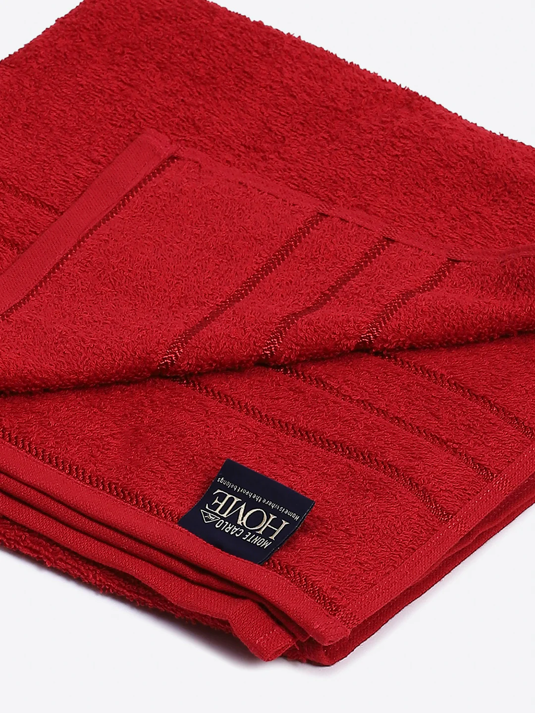 Red Cotton Solid 350 GSM Bath Towel (Soho) - Image 3