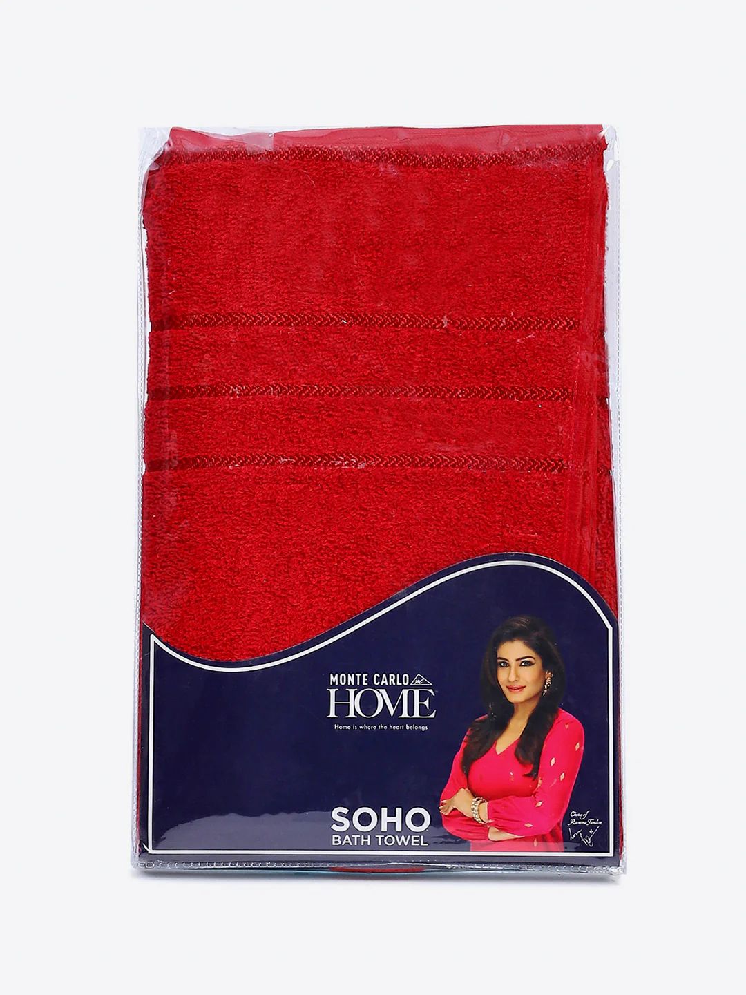 Red Cotton Solid 350 GSM Bath Towel (Soho) - Image 5