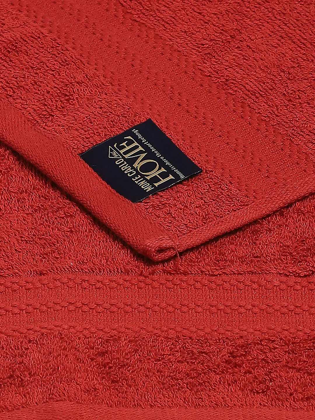 Red Cotton Solid 380 GSM 2 Bath Towel & 2 Hand Towel - Image 3