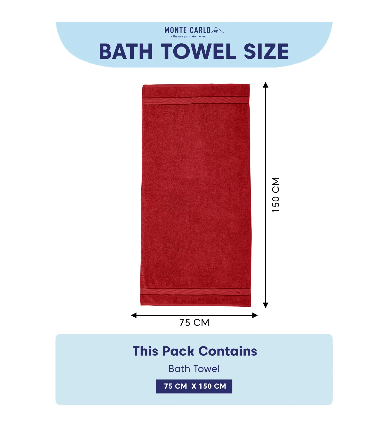 Red Pure Cotton Solid 450 GSM Bath Towel 1 Piece (Oasis Collection) - Image 8