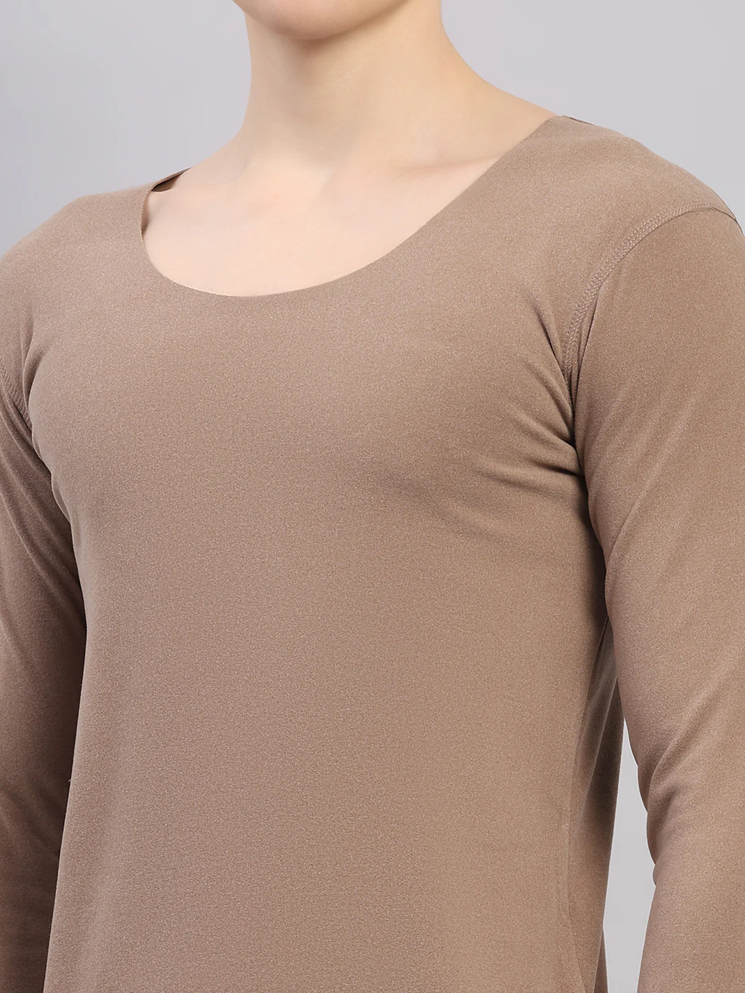 Rock.it Men Beige Solid Round Neck Full Sleeve Thermal Vest - Image 7