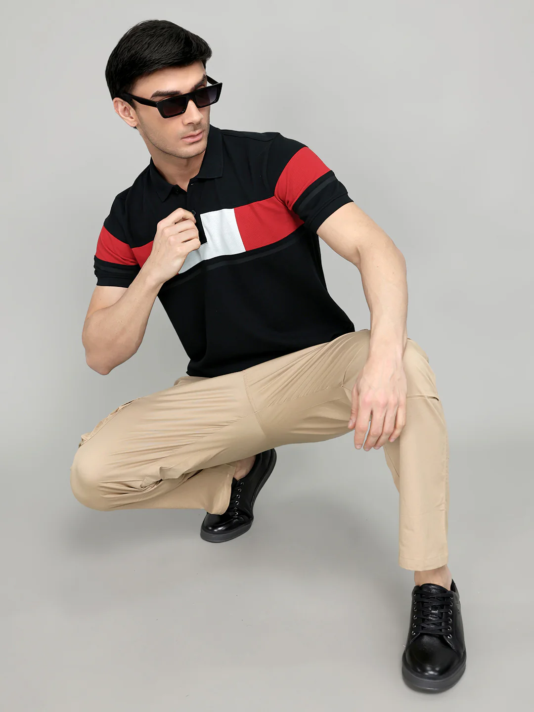 Rock.it Men Black Colourblocked Collar Half Sleeve T-Shirt - Image 6