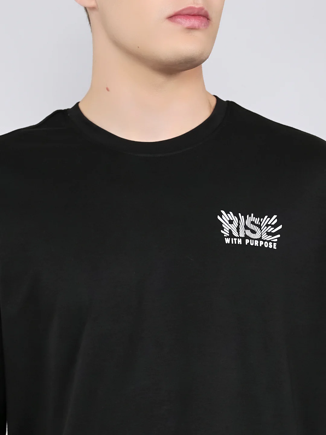 Rock.it Men Black Printed Round Neck Drop Shoulder Half Sleeve T-Shirt - Image 5