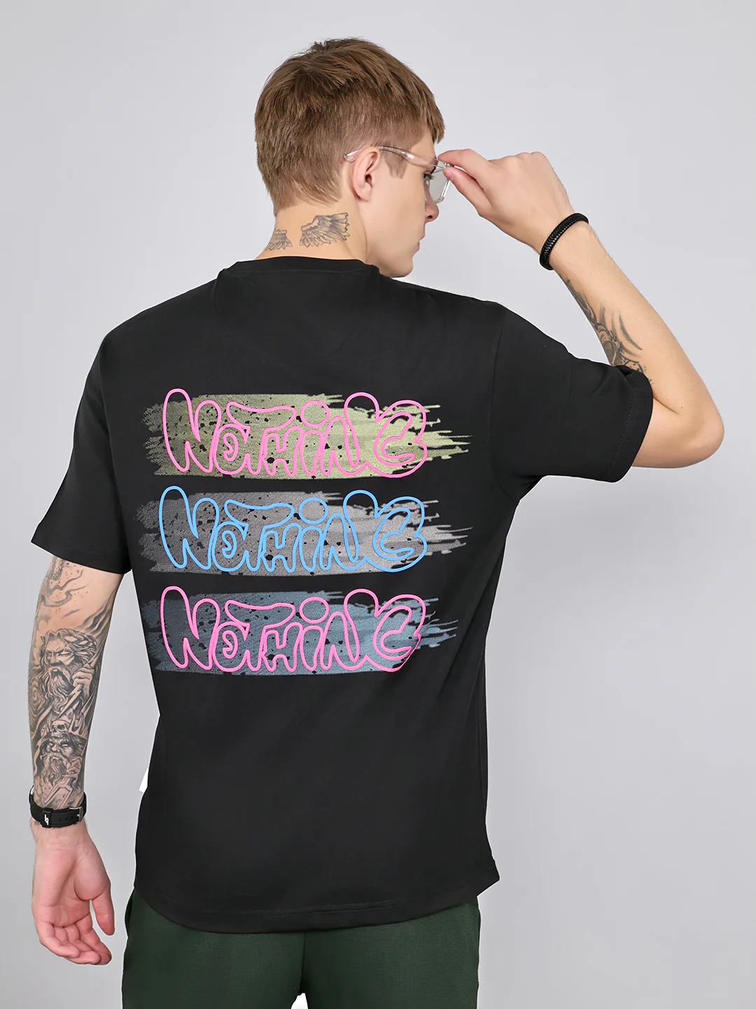 Rock.it Men Black Printed Round Neck Drop Shoulder Half Sleeve T-Shirt - Image 7