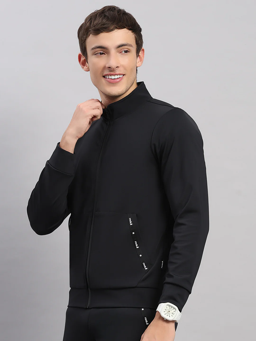 Rock.it Men Black Self Design Collar Full Sleeve Sweatshirt - Image 3