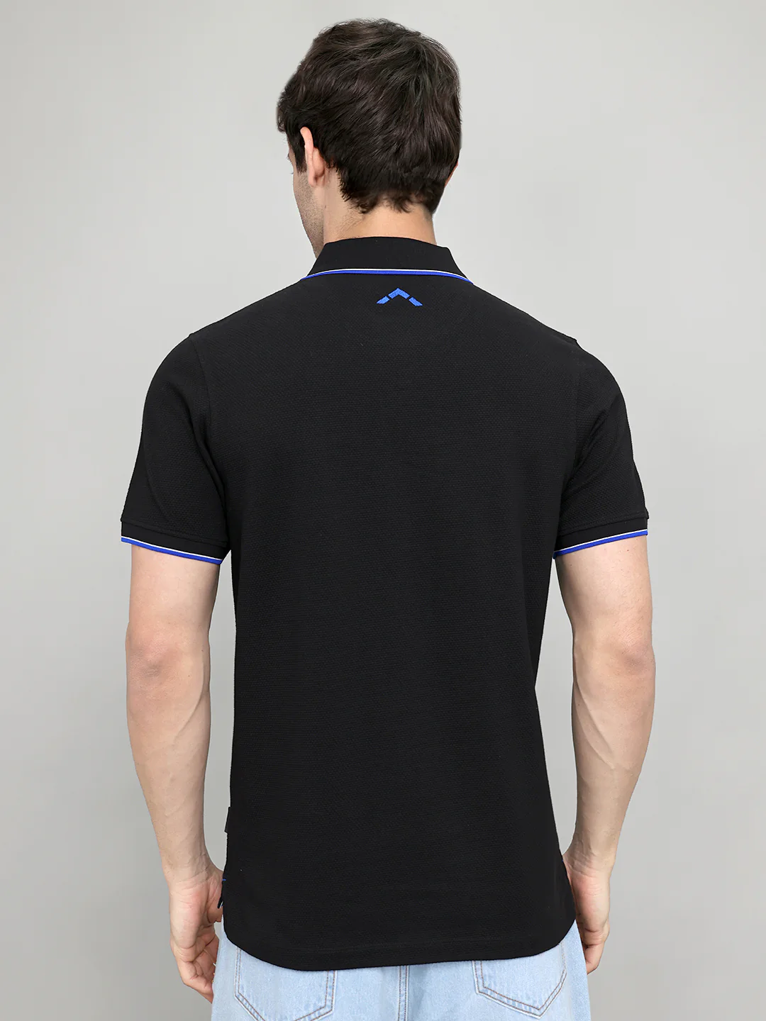 Rock.it Men Black Self Design Collar Half Sleeve T-Shirt - Image 4