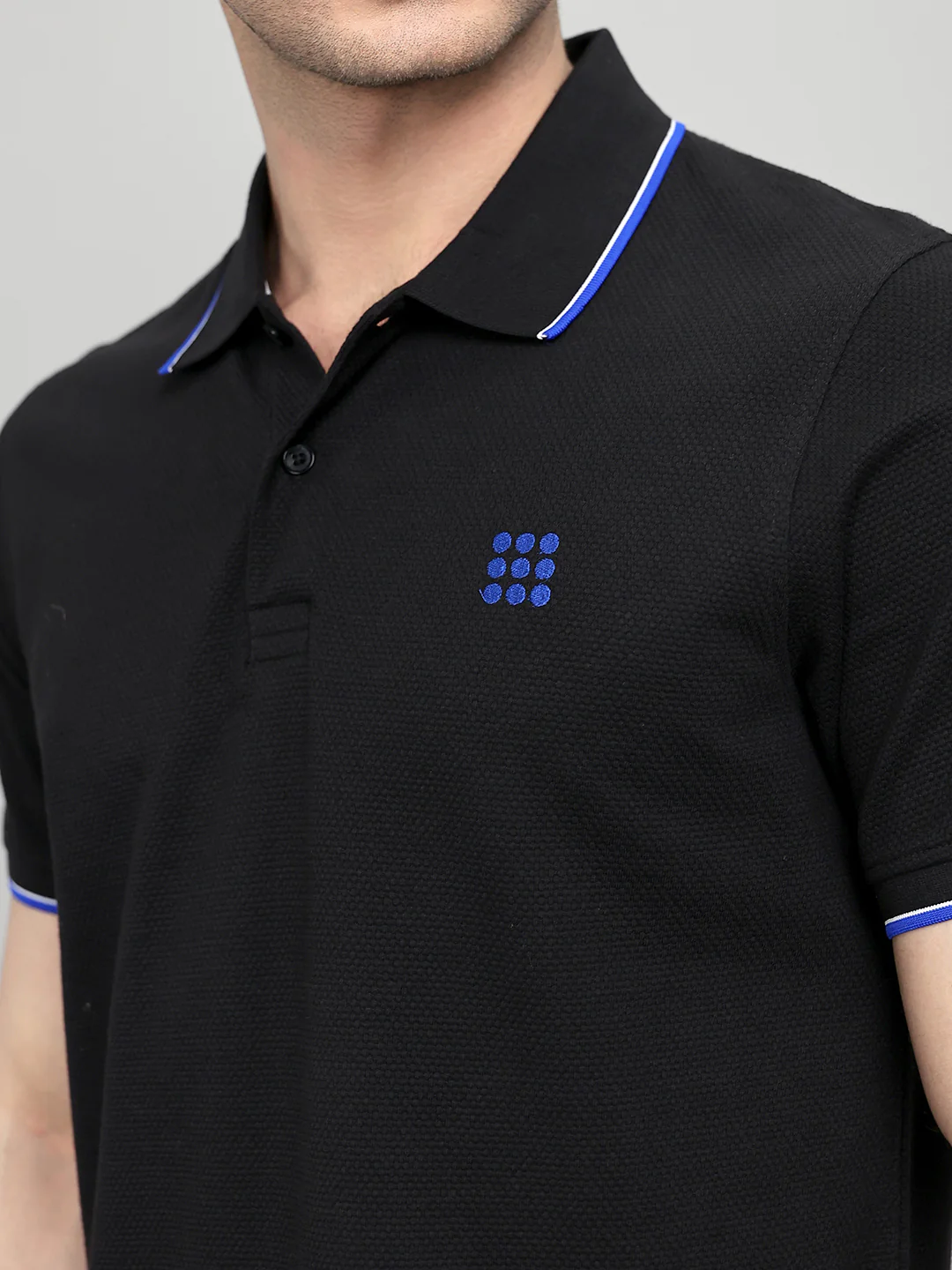 Rock.it Men Black Self Design Collar Half Sleeve T-Shirt - Image 5