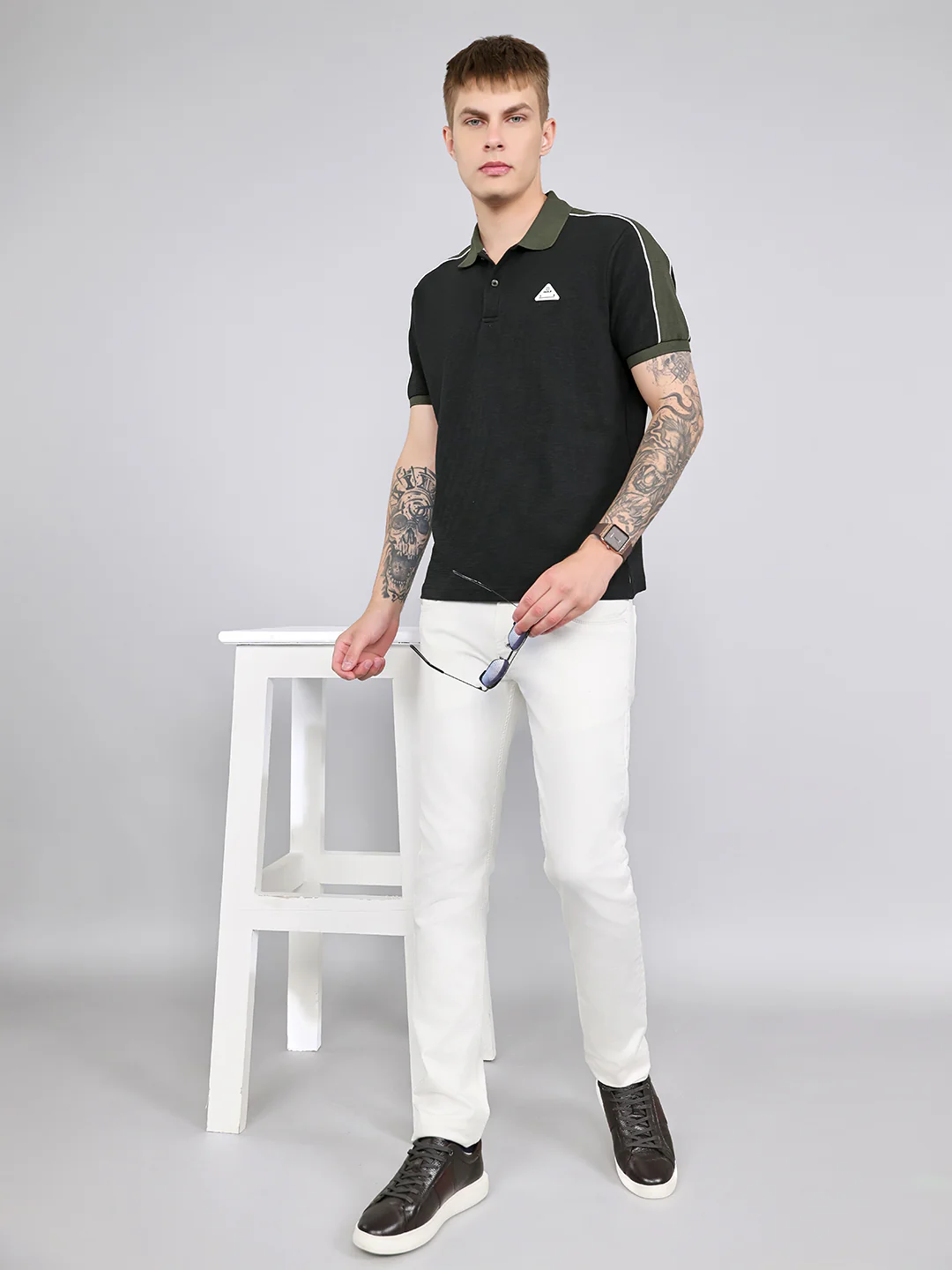 Rock.it Men Black Self Design Collar Half Sleeve T-Shirt - Image 7