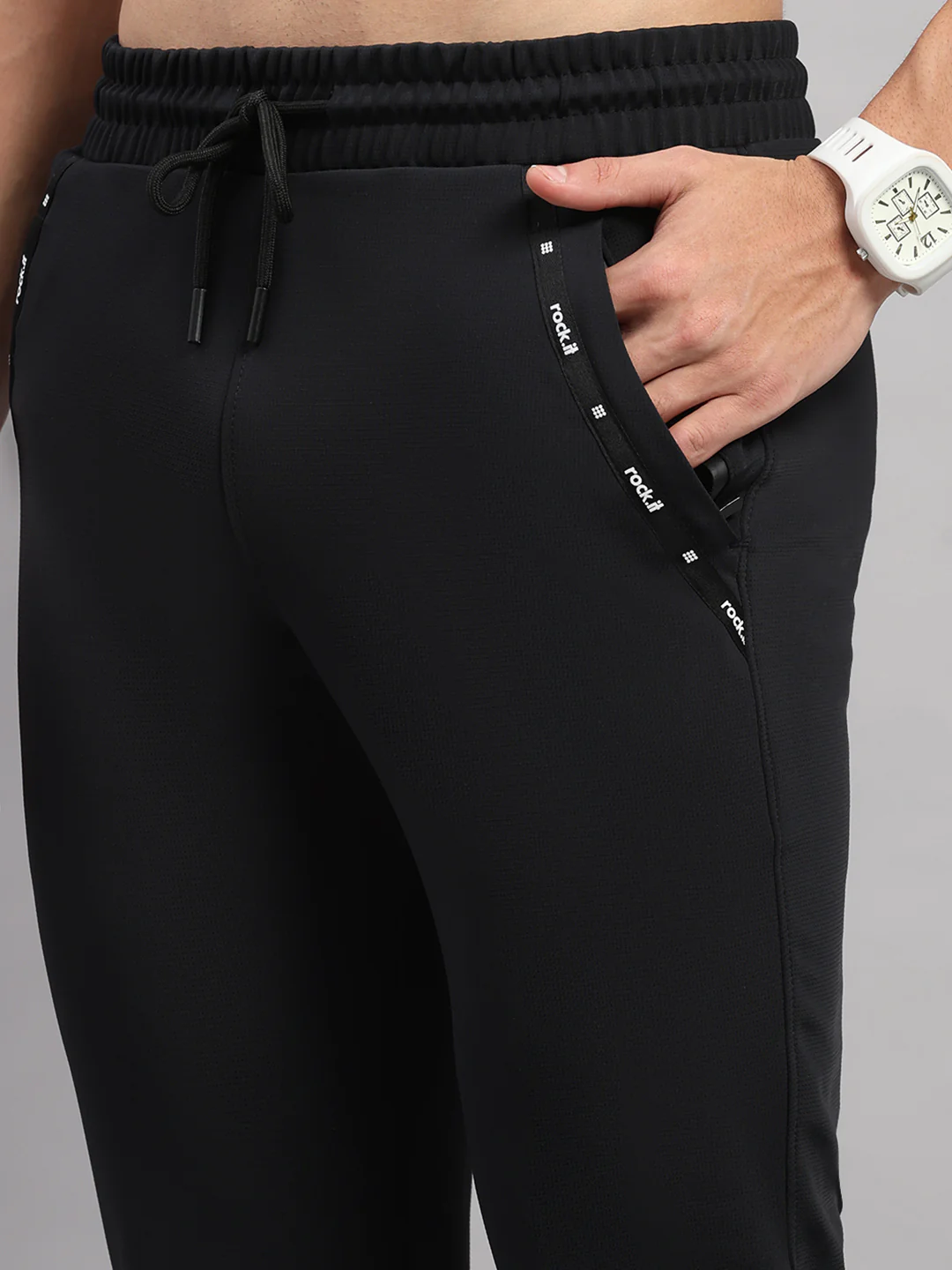 Rock.it Men Black Self Design Slim Fit Winter Lower - Image 6