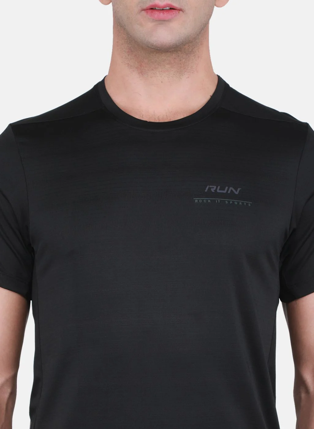 Rock.it Men Black Self Design T-Shirt - Image 5