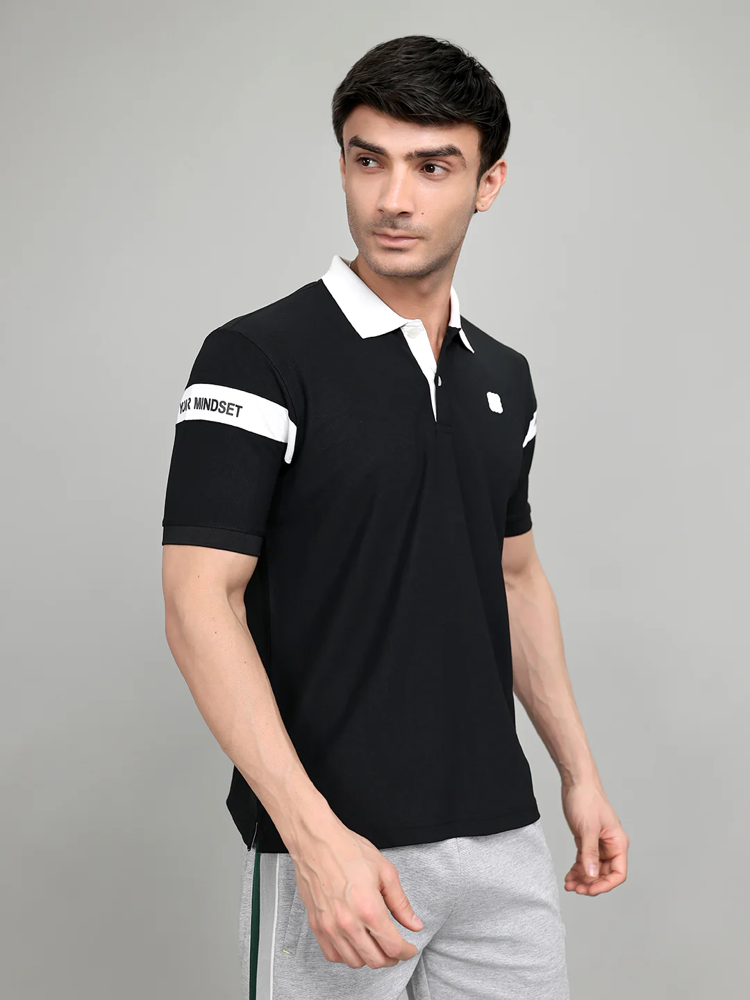 Rock.it Men Black Solid Collar Half Sleeve T-Shirt - Image 3