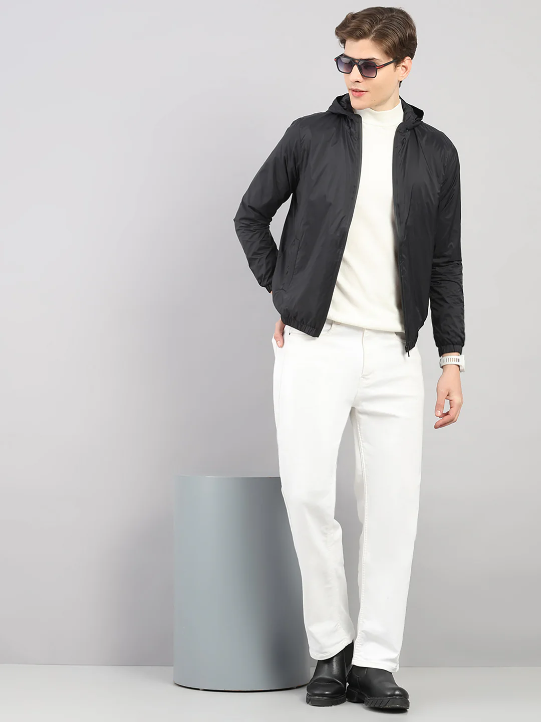 Rock.it Men Black Solid Hooded Full Sleeve Jacket - Image 2