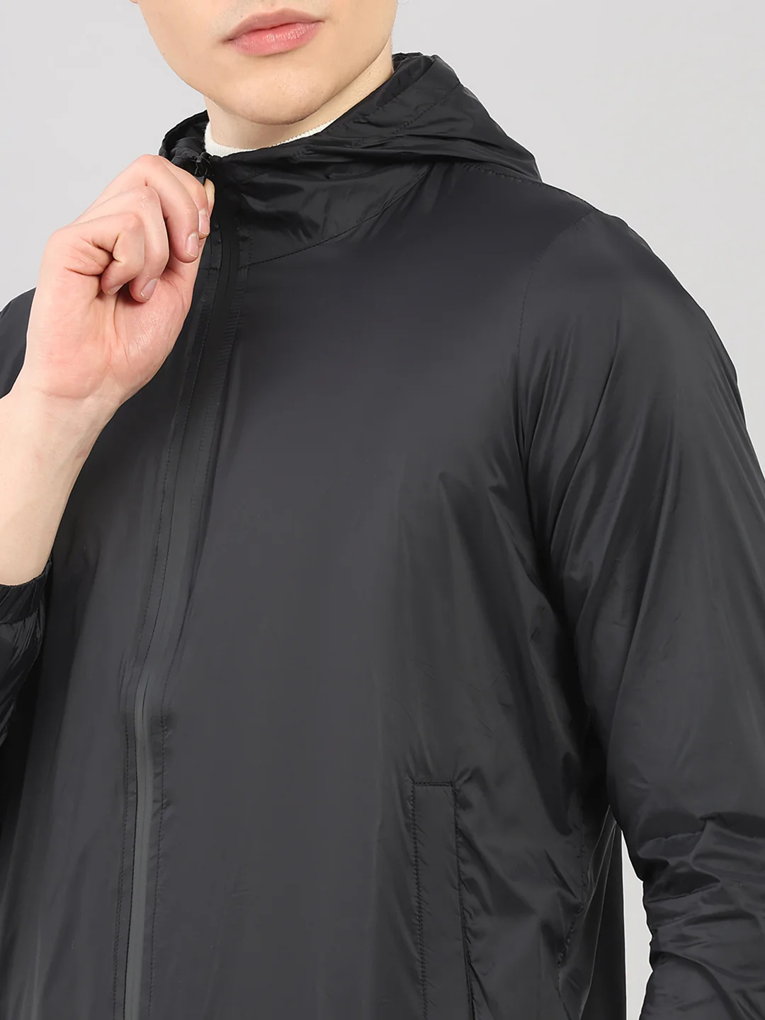 Rock.it Men Black Solid Hooded Full Sleeve Jacket - Image 7