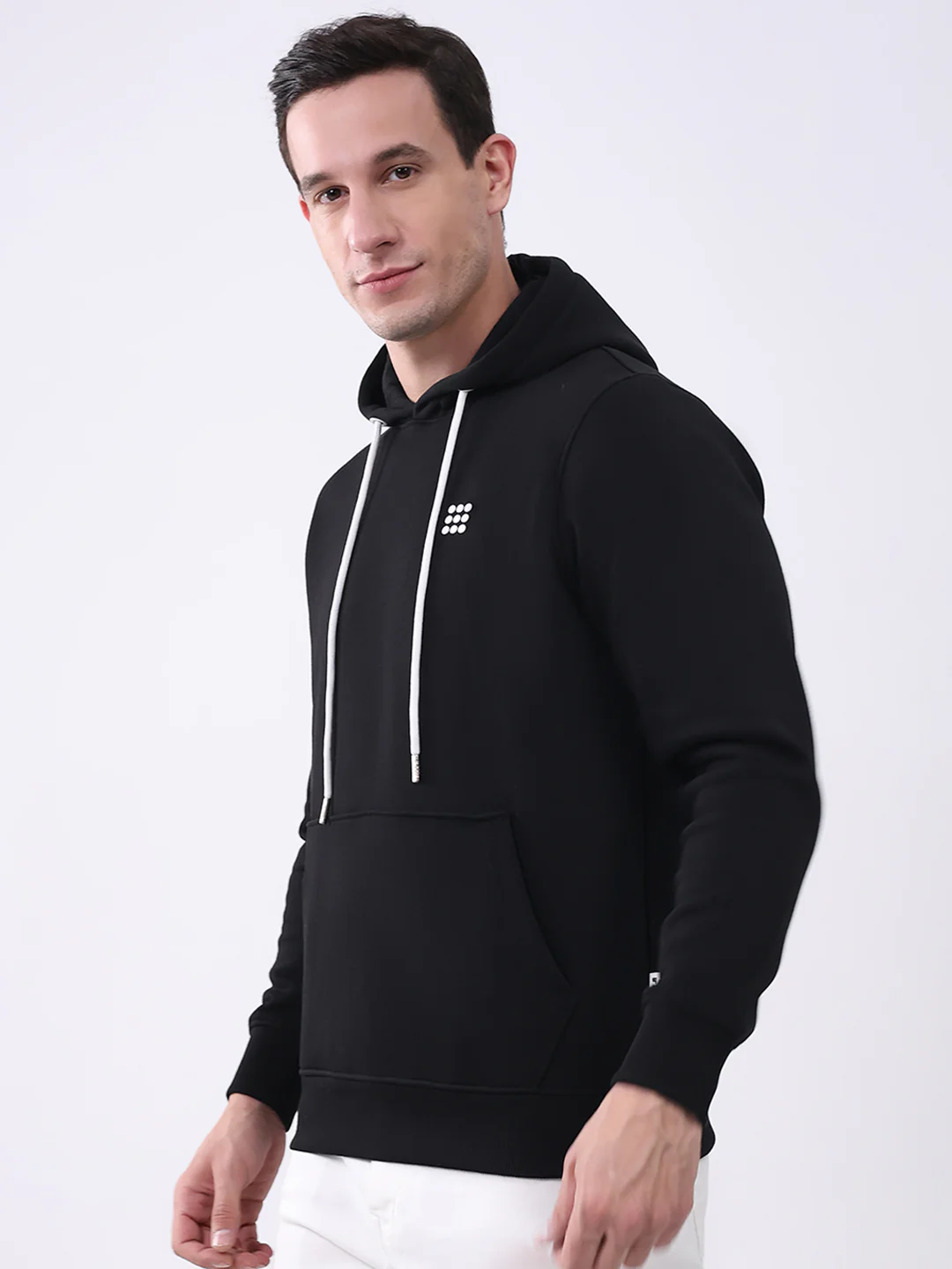 Rock.it Men Black Solid Hooded Full Sleeve Sweatshirt - Image 3