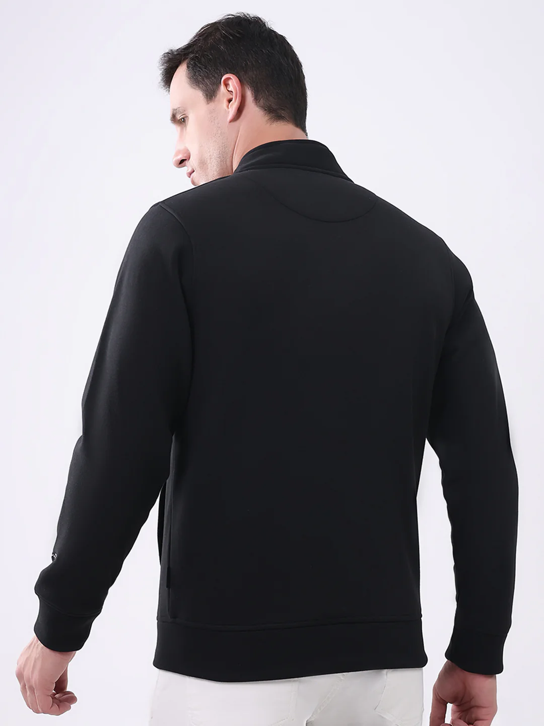 Rock.it Men Black Solid Mock Neck Full Sleeve Sweatshirt - Image 5