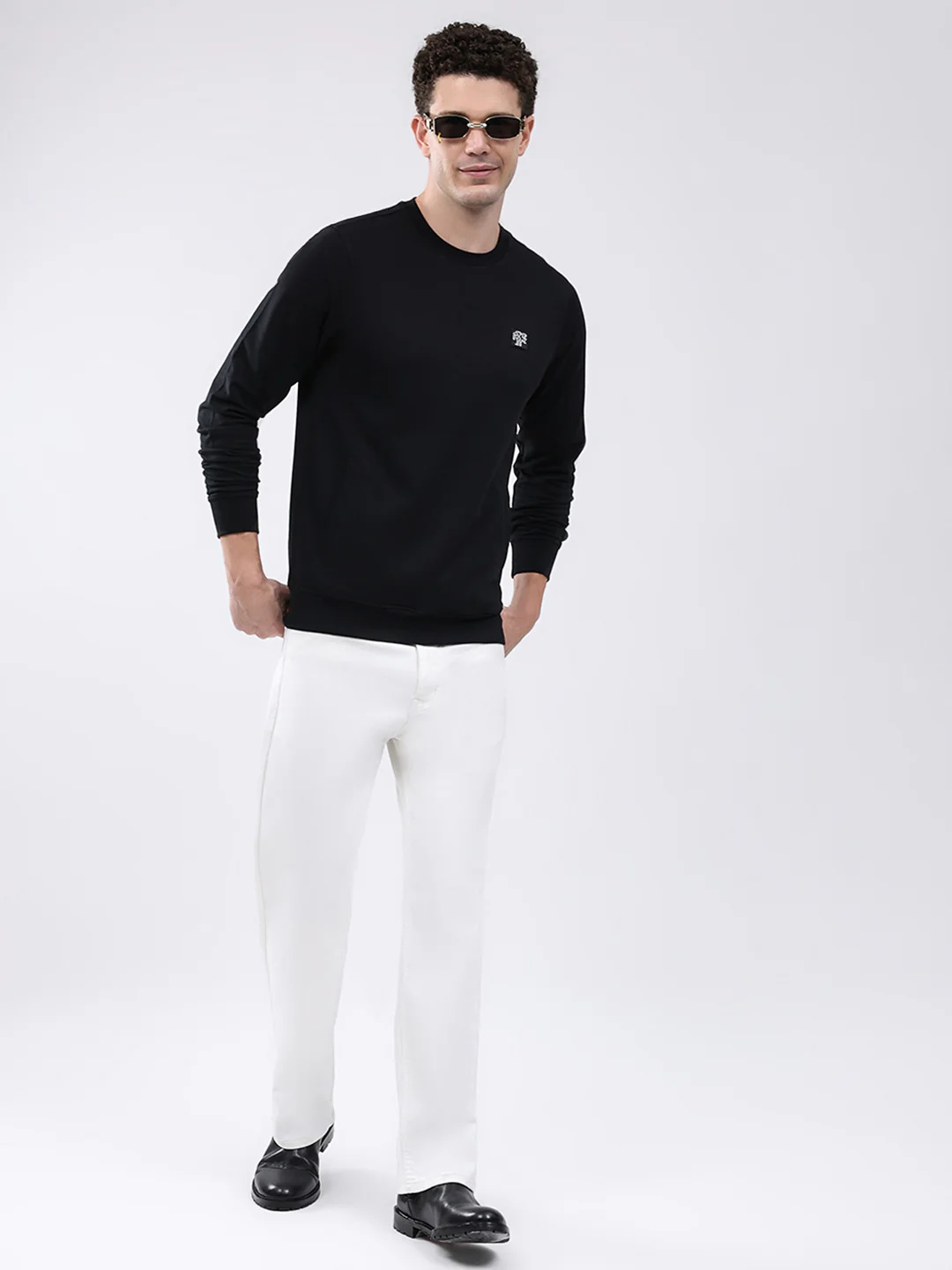 Rock.it Men Black Solid Round Neck Full Sleeve Sweatshirt - Image 2