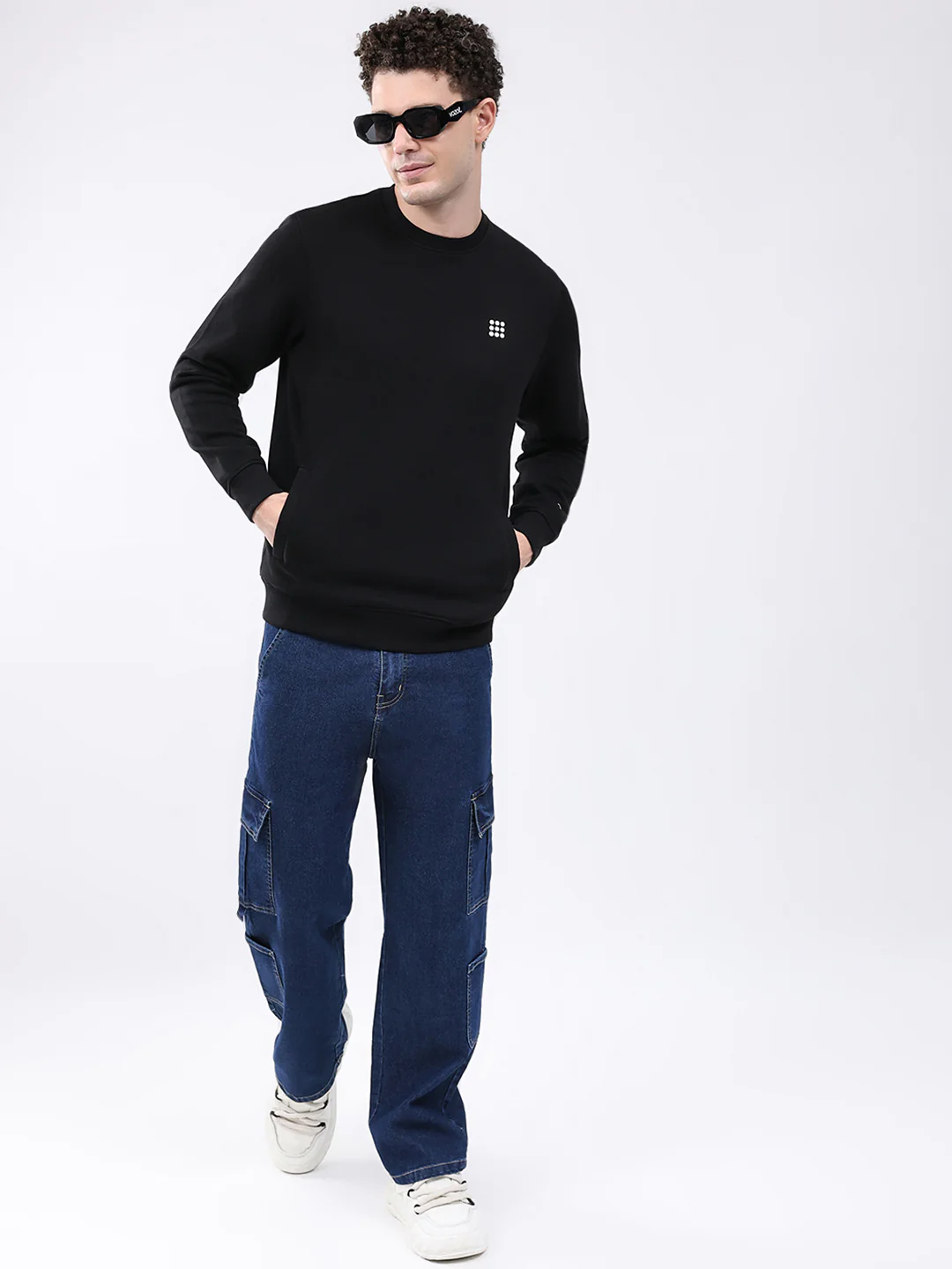 Rock.it Men Black Solid Round Neck Full Sleeve Sweatshirt - Image 2