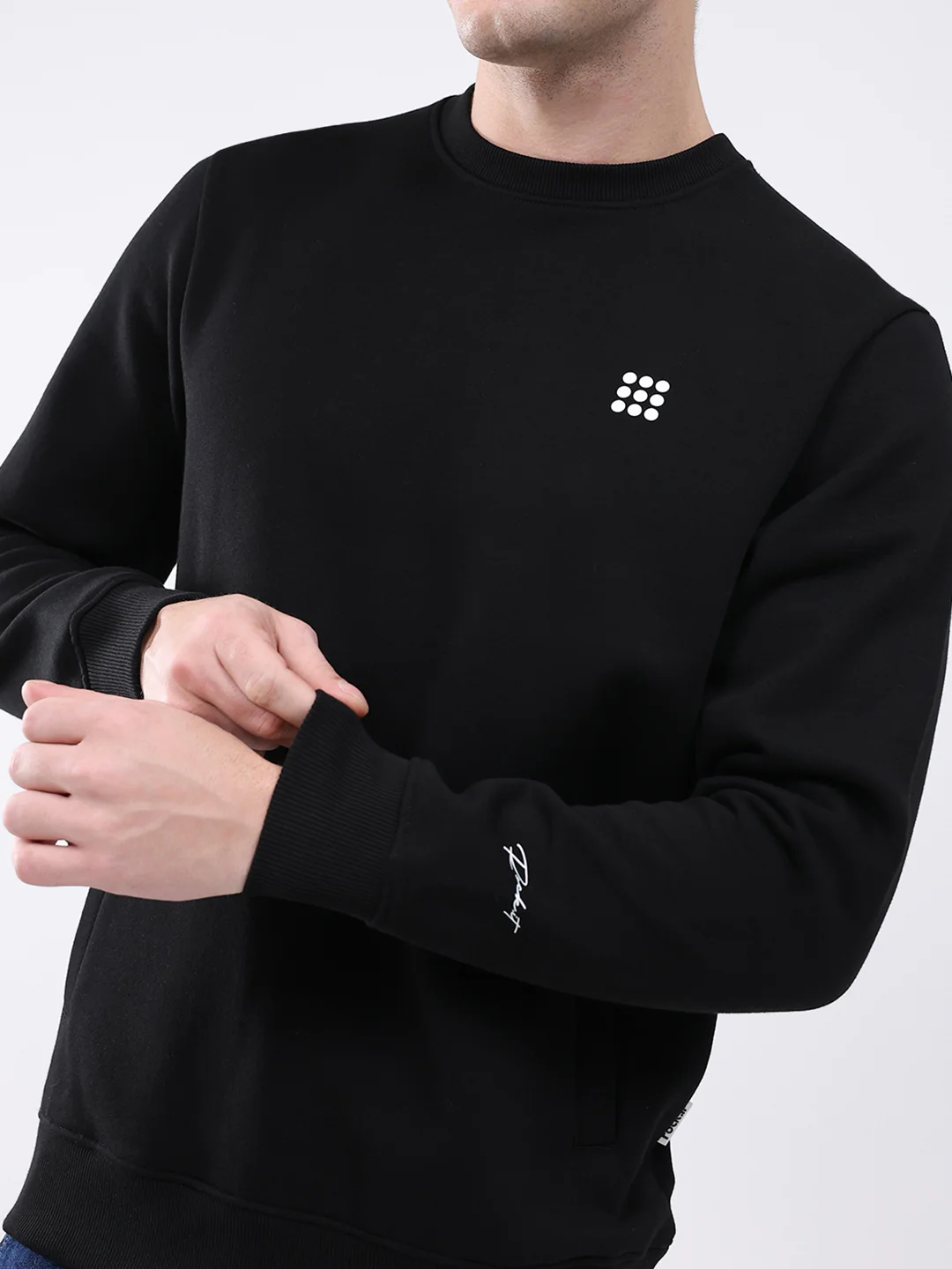Rock.it Men Black Solid Round Neck Full Sleeve Sweatshirt - Image 7