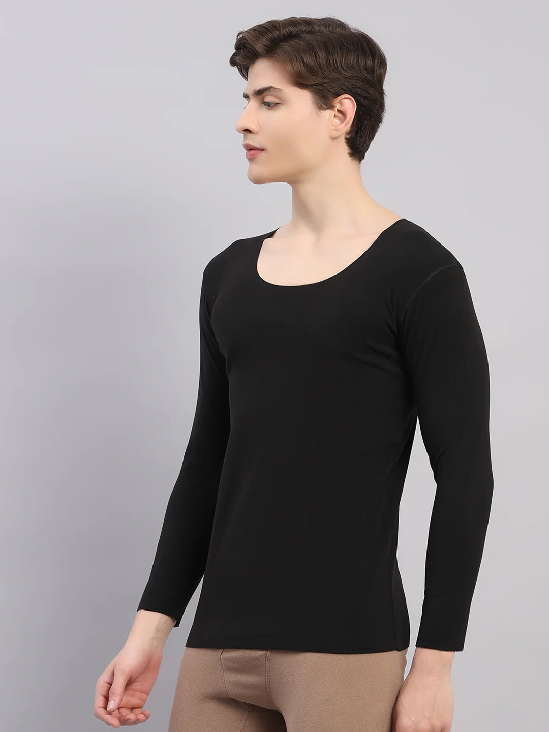 Rock.it Men Black Solid Round Neck Full Sleeve Thermal Vest - Image 3