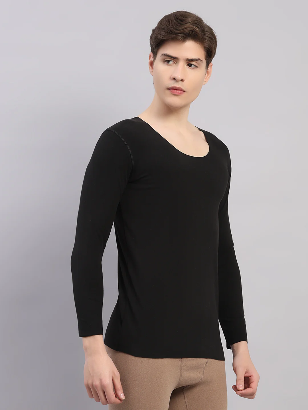 Rock.it Men Black Solid Round Neck Full Sleeve Thermal Vest - Image 4
