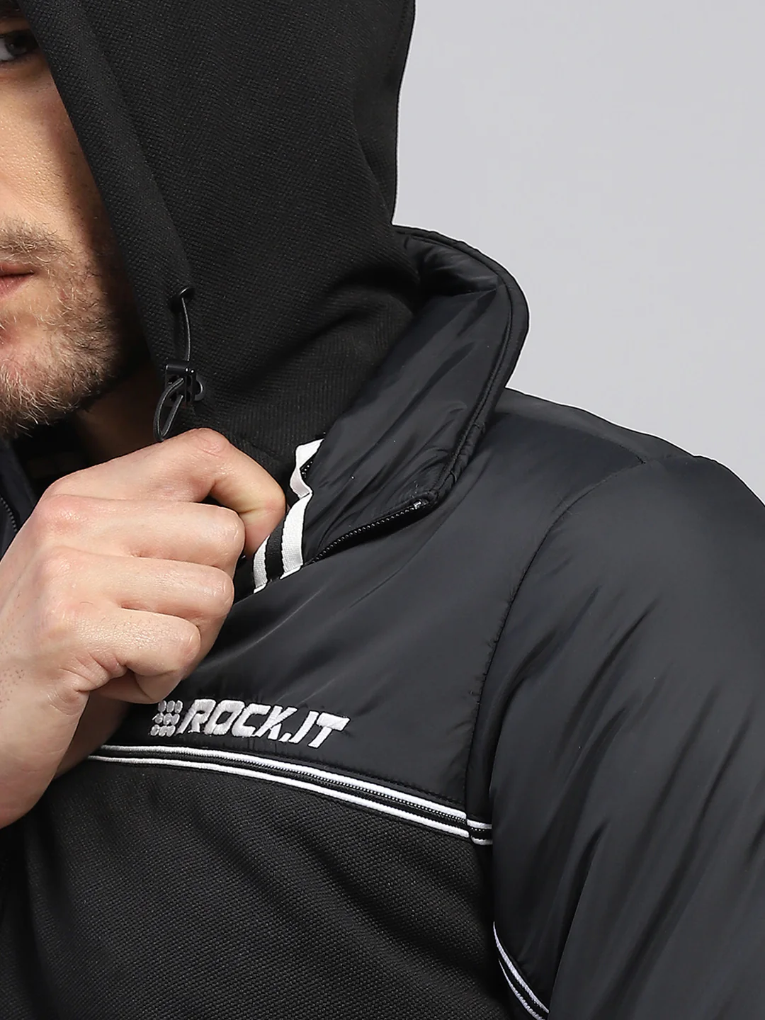 Rock.it Men Black Solid Stand Collar Full Sleeve Jacket - Image 8