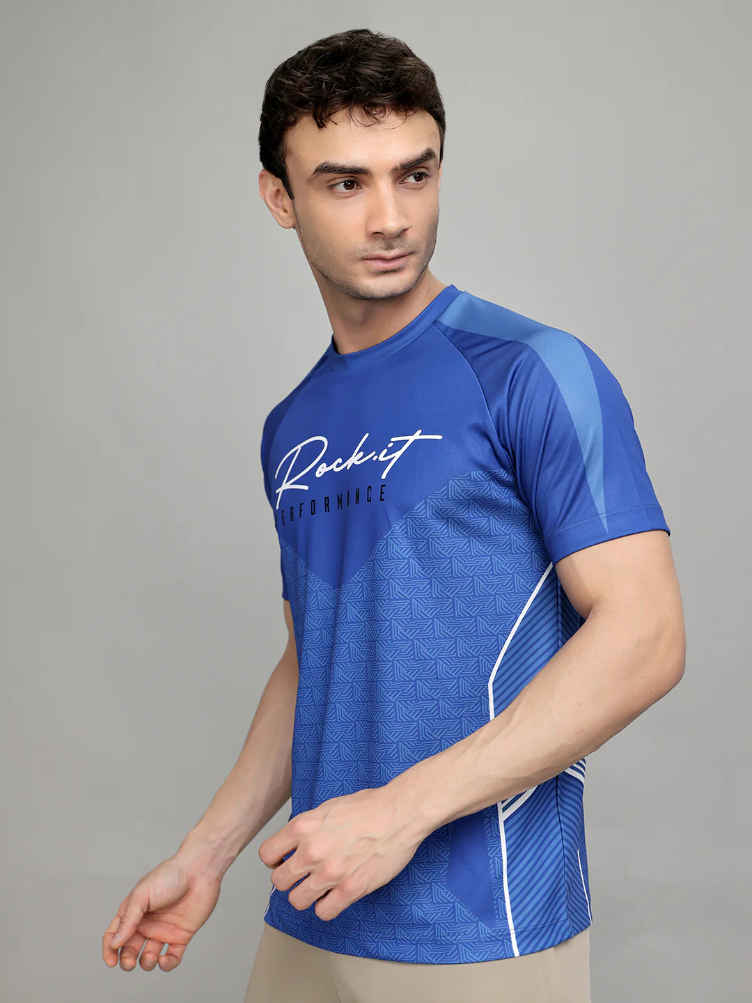 Rock.it Men Blue Printed Round Neck Half Sleeve T-Shirt - Image 2
