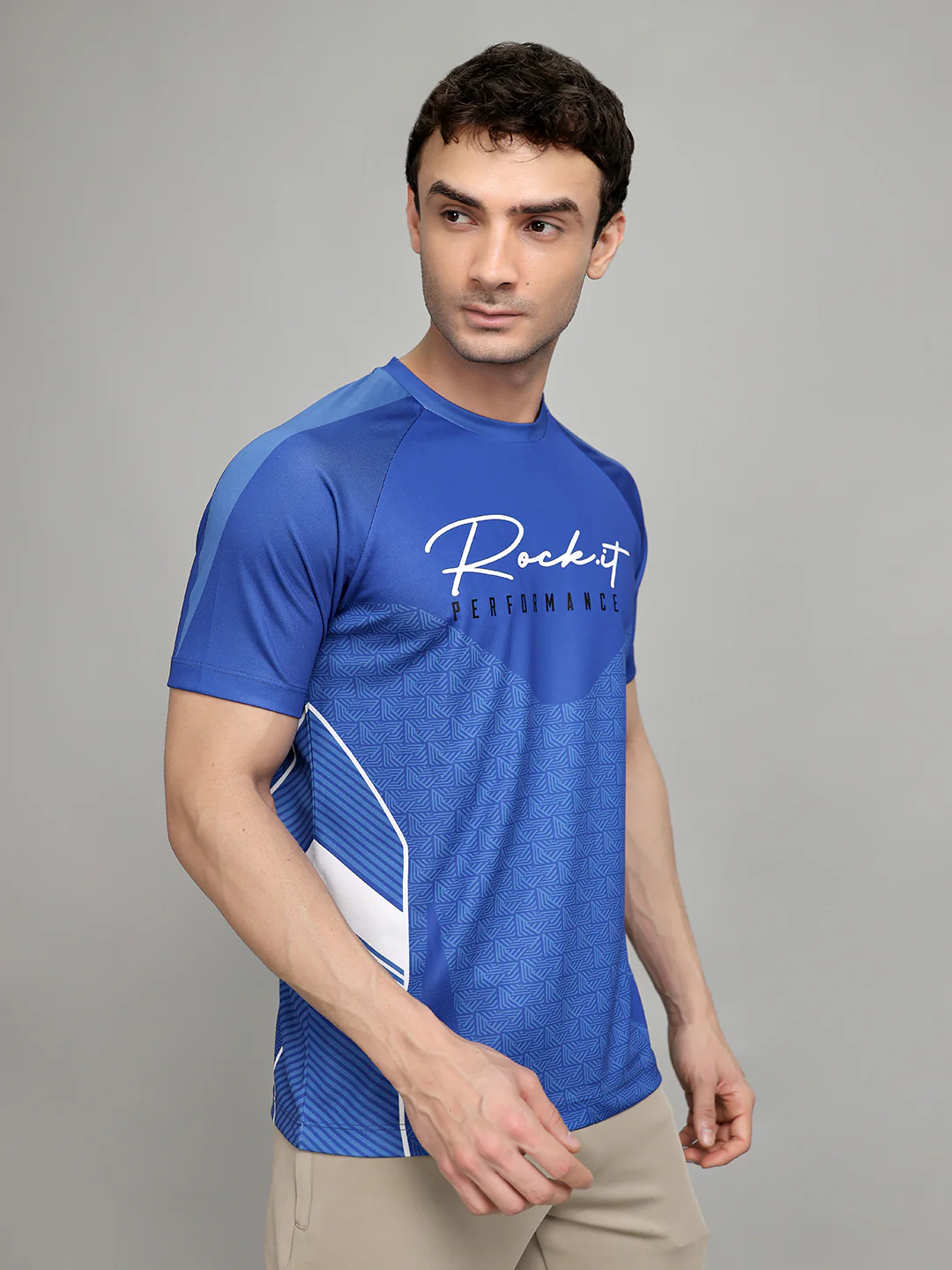 Rock.it Men Blue Printed Round Neck Half Sleeve T-Shirt - Image 3