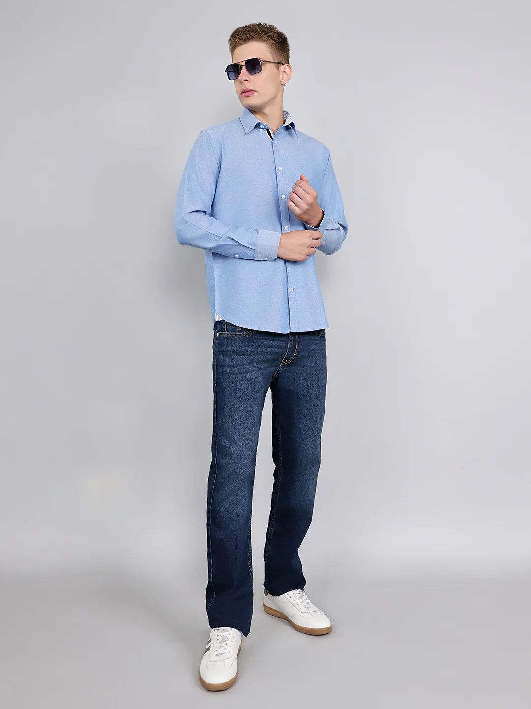 Rock.it Men Blue Solid Collar Full Sleeve Shirt - Image 6