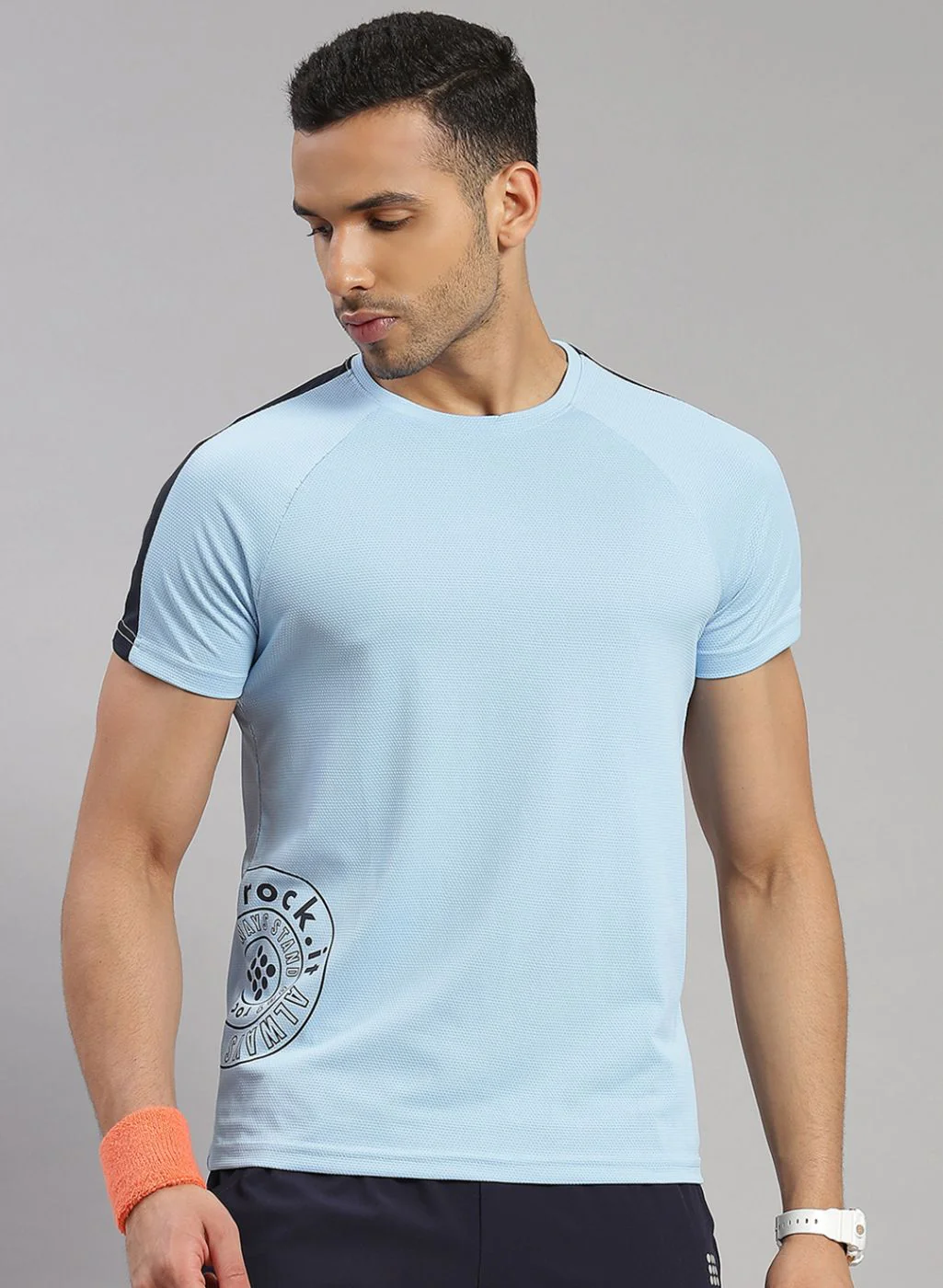 Rock.it Men Blue Solid T-Shirt - Image 2