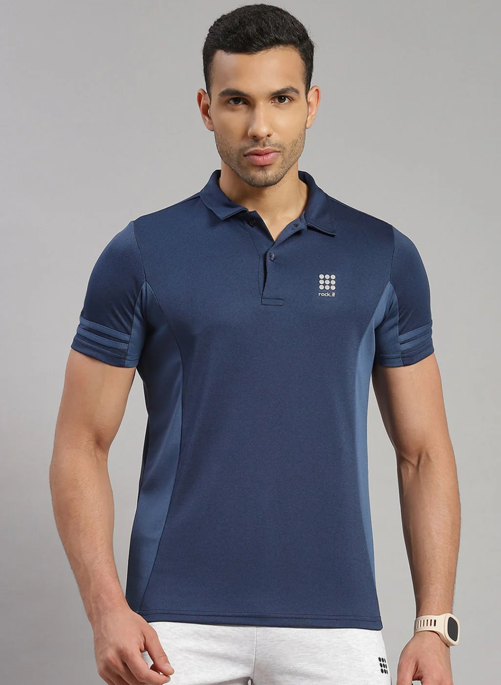 Rock.it Men Blue Solid T-Shirt - Image 2