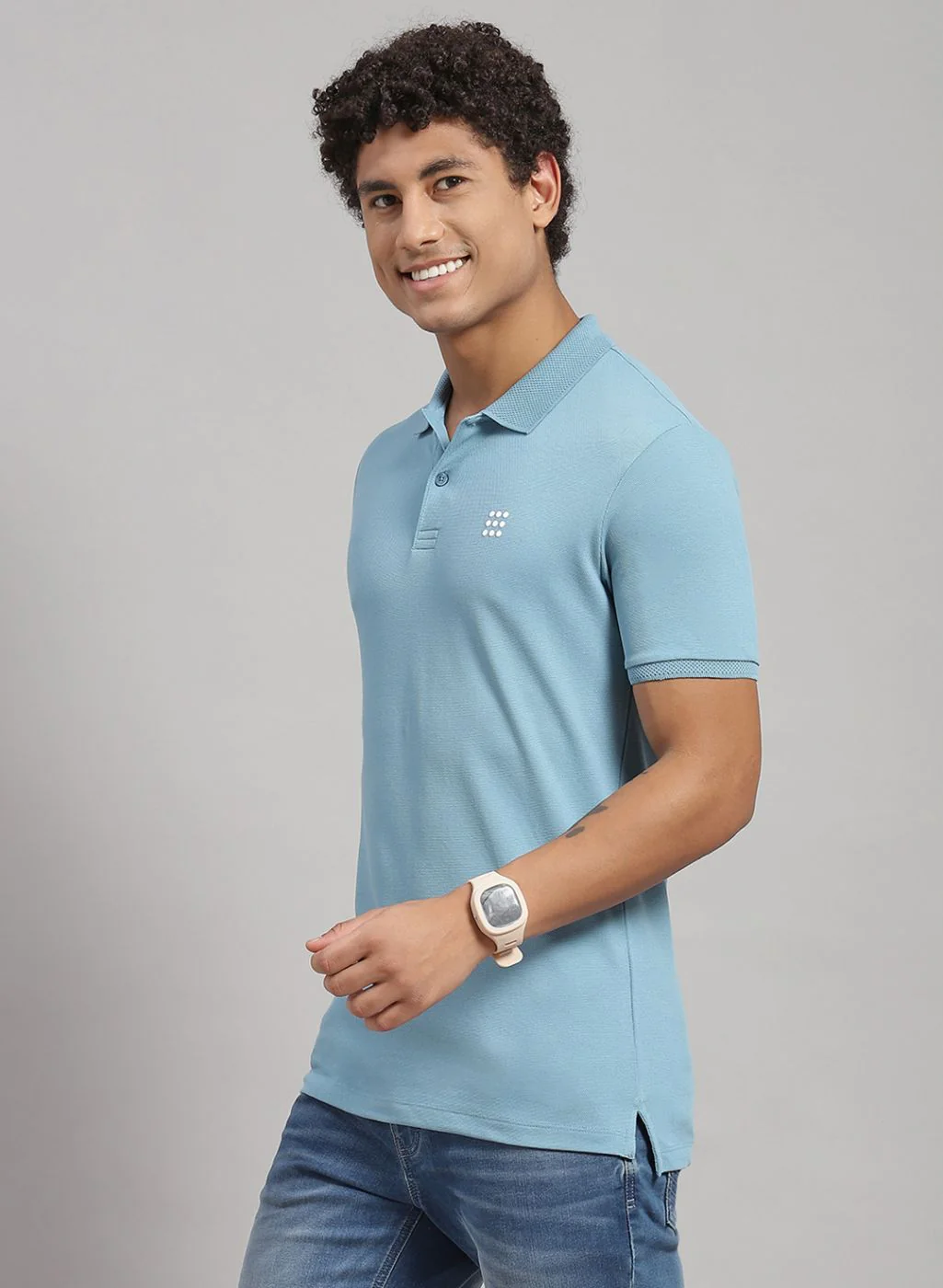 Rock.it Men Blue Solid T-Shirt - Image 2