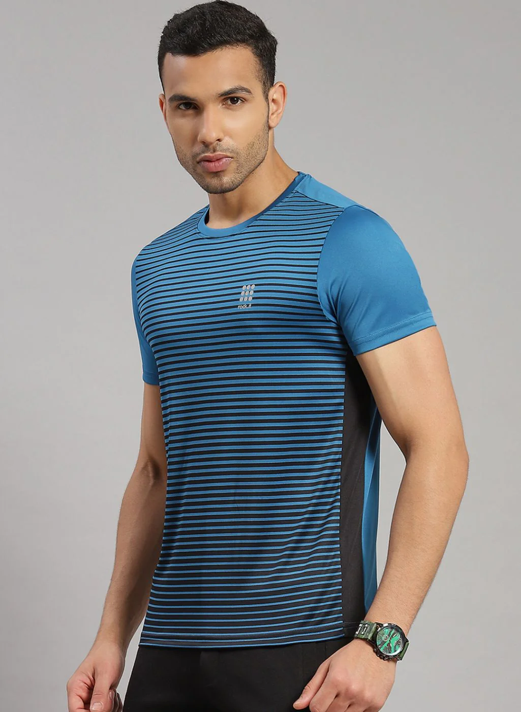 Rock.it Men Blue Stripe T-Shirt - Image 3