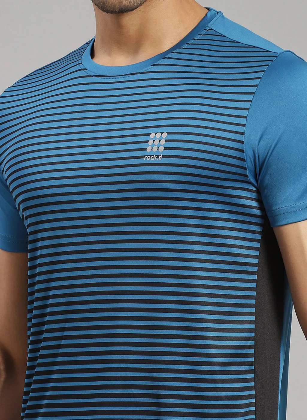 Rock.it Men Blue Stripe T-Shirt - Image 6