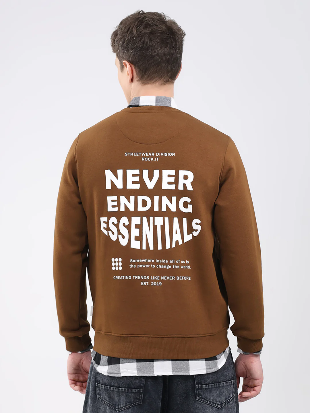 Rock.it Men Brown Printed Round Neck Full Sleeve Sweatshirt - Image 5