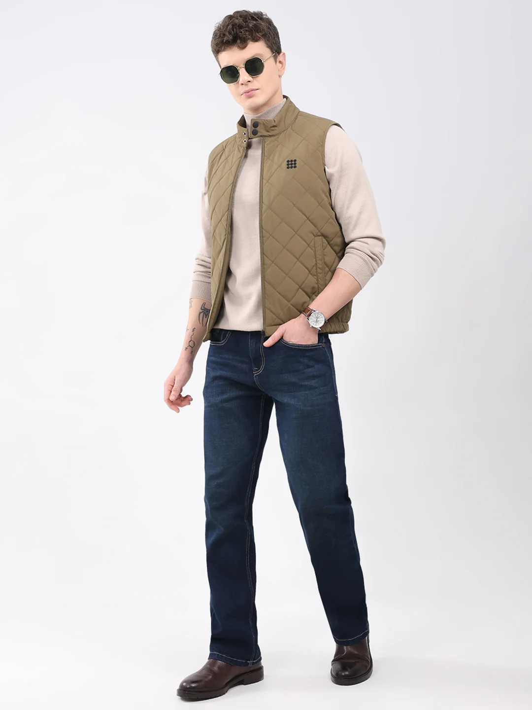 Rock.it Men Brown Solid Collar Sleeveless Jacket - Image 2