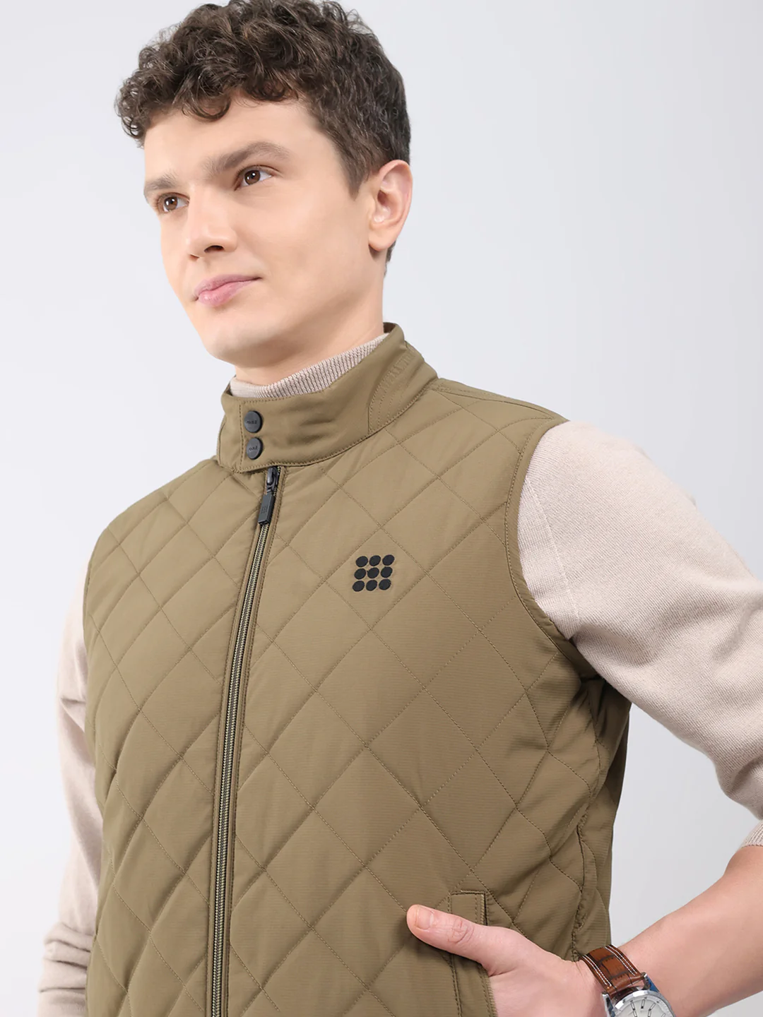 Rock.it Men Brown Solid Collar Sleeveless Jacket - Image 6