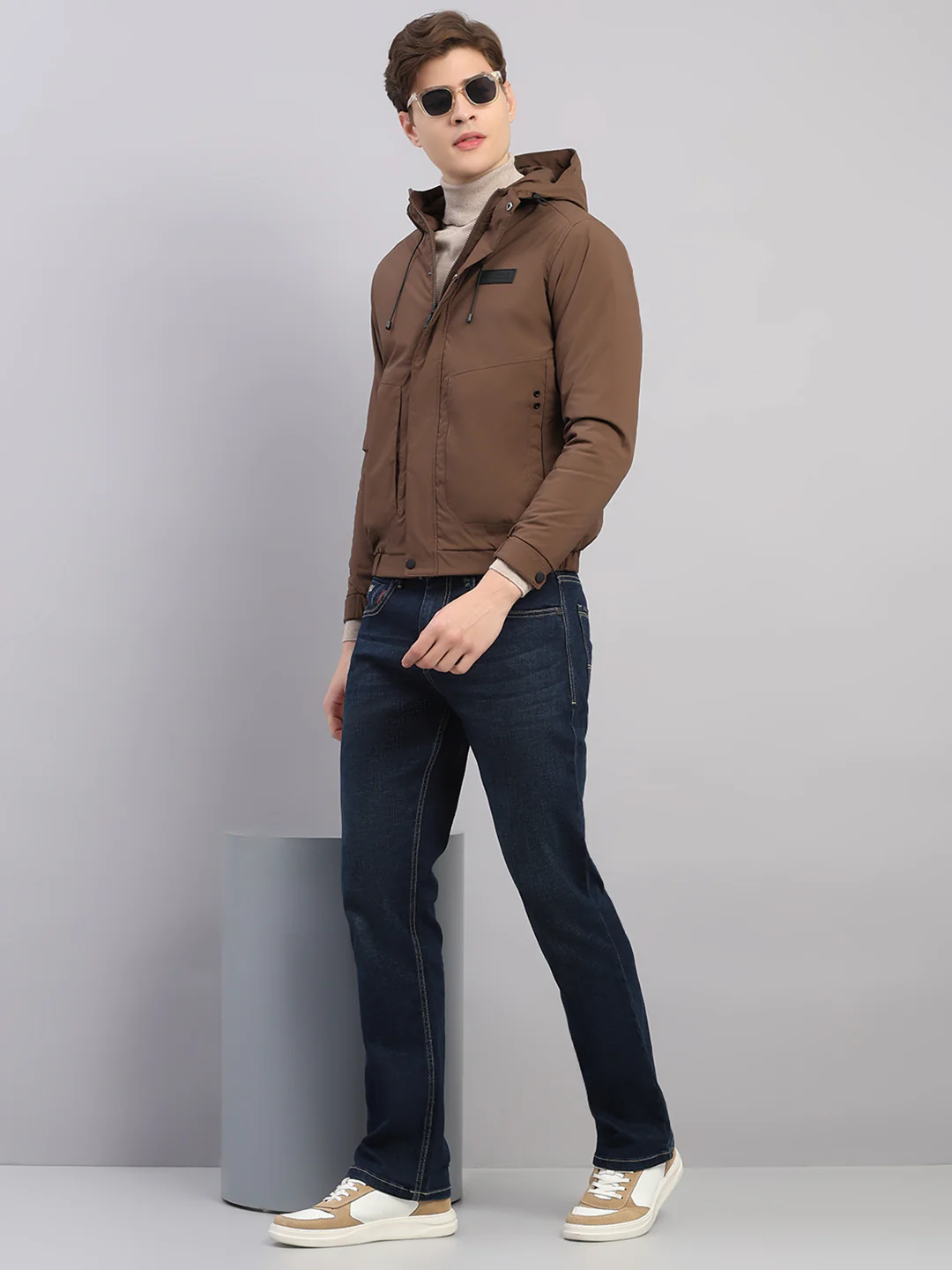 Rock.it Men Brown Solid Hooded Full Sleeve Jacket - Image 2