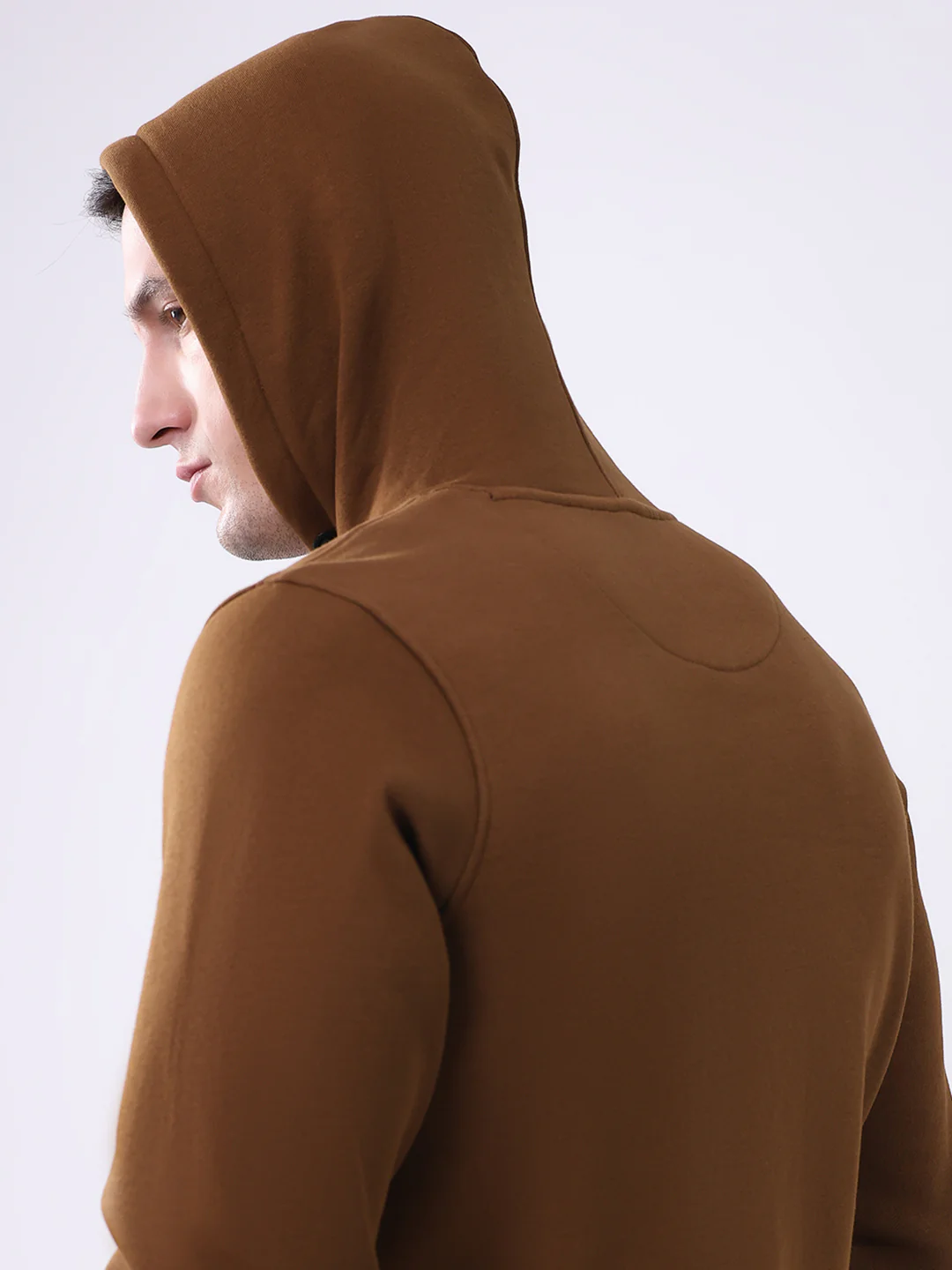 Rock.it Men Brown Solid Hooded Full Sleeve Sweatshirt - Image 7