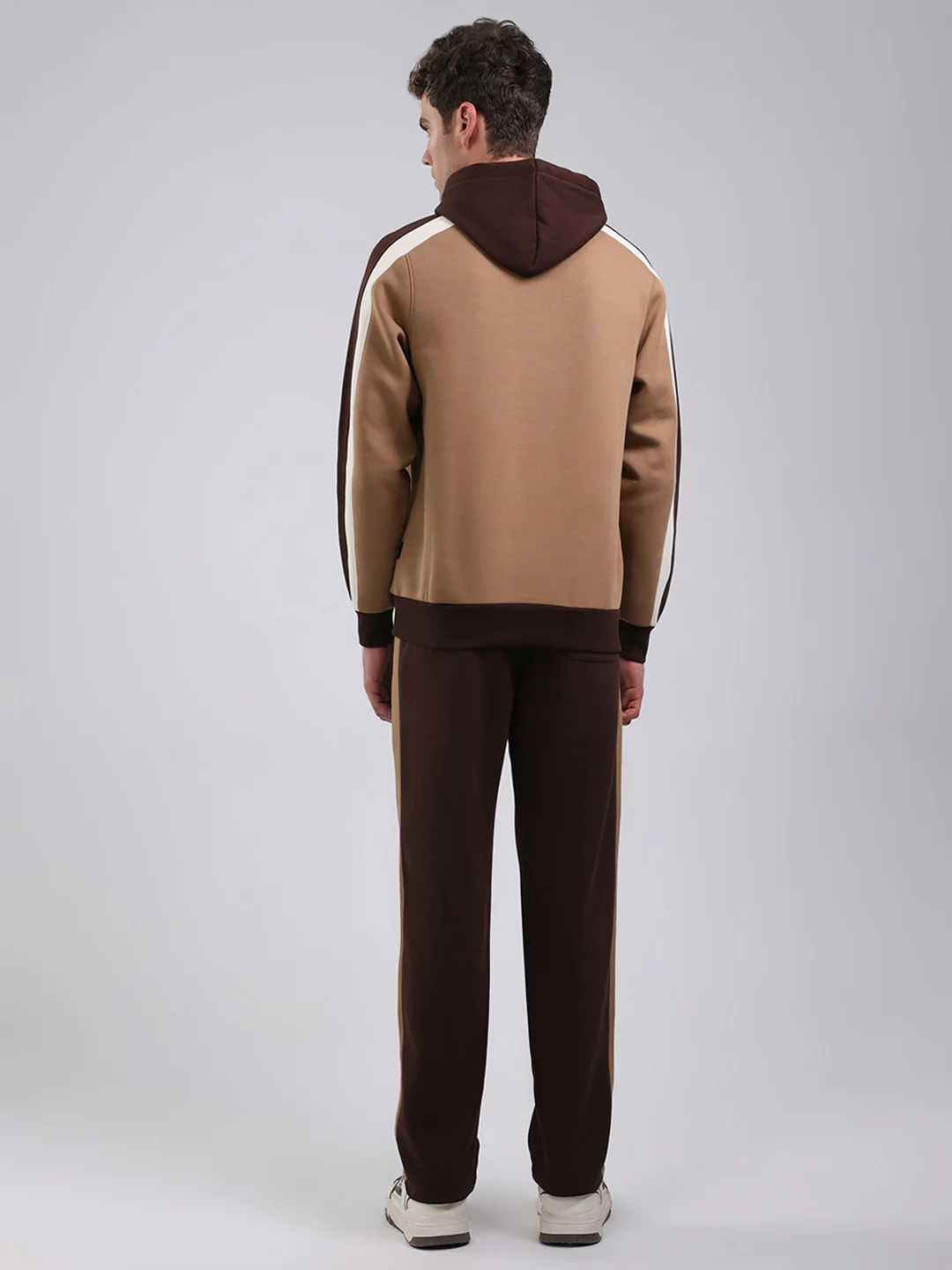 Rock.it Men Brown Solid Round Neck Full Sleeve Winter Tracksuit - Image 5