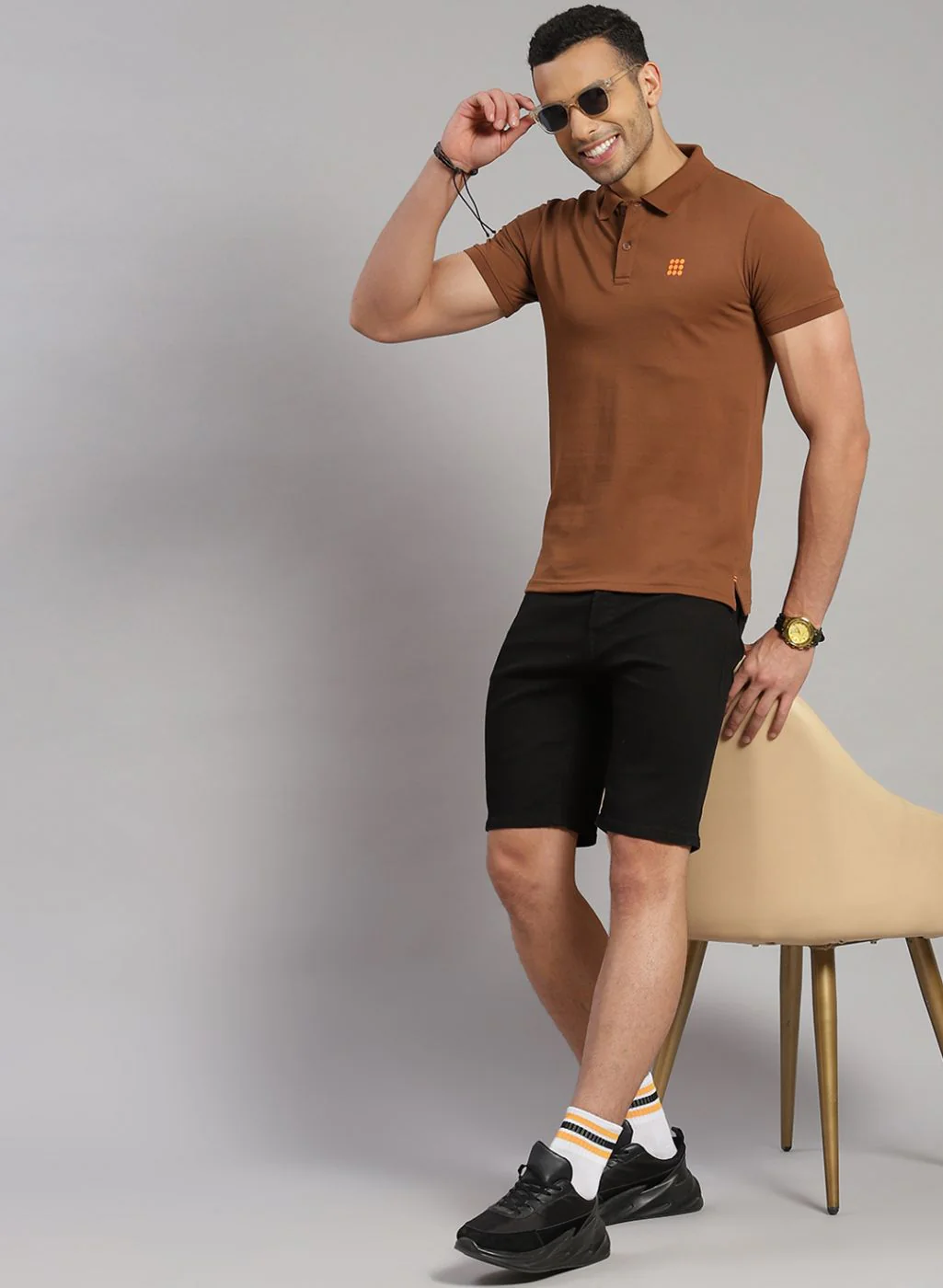 Rock.it Men Brown Solid T-Shirt - Image 2